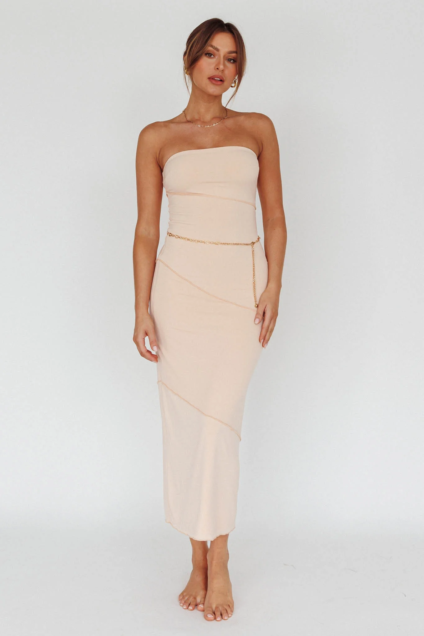 Making Headlines Strapless Midi Dress Cream - Sonourner
