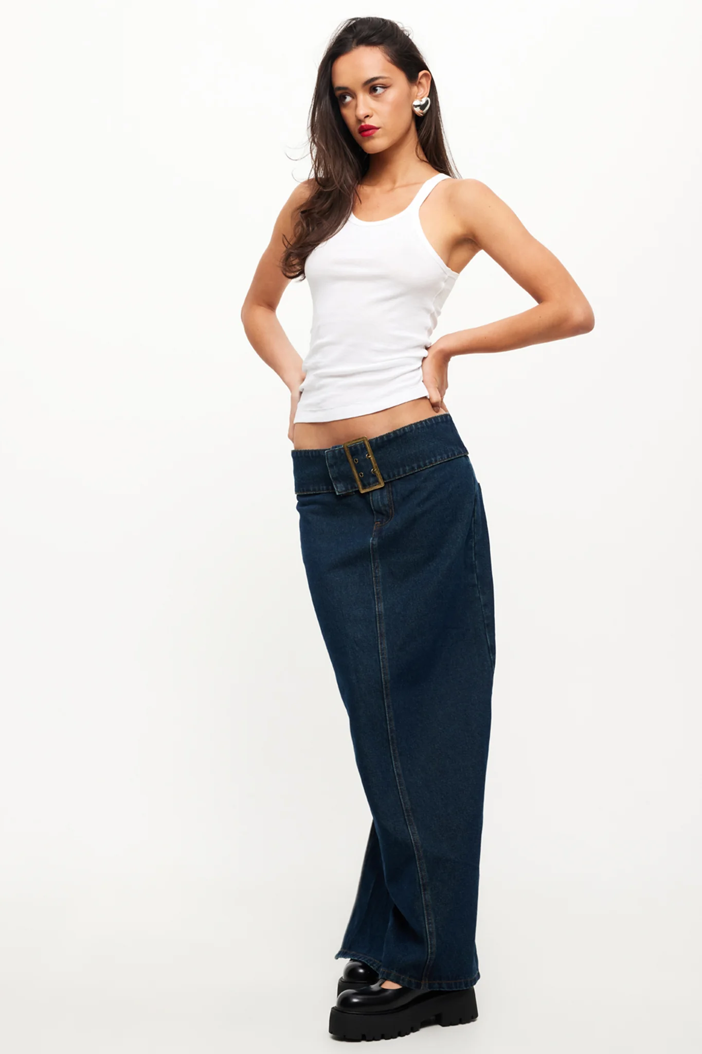 LIONESS Uma Denim Midi Skirt Denim Blue - Sonourner