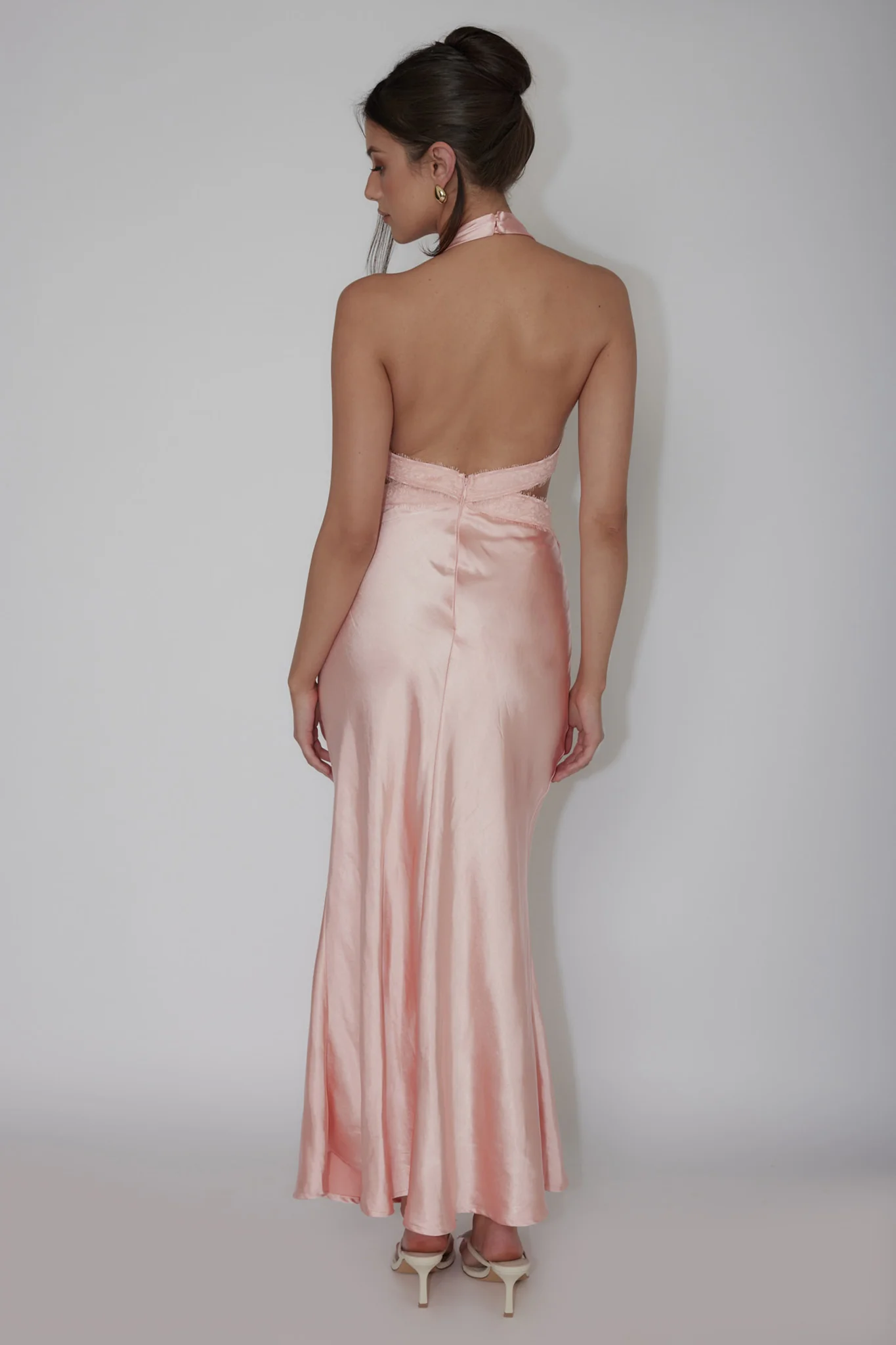 Of Your Dreams Cut-Out Halter Dress Peach - Sonourner