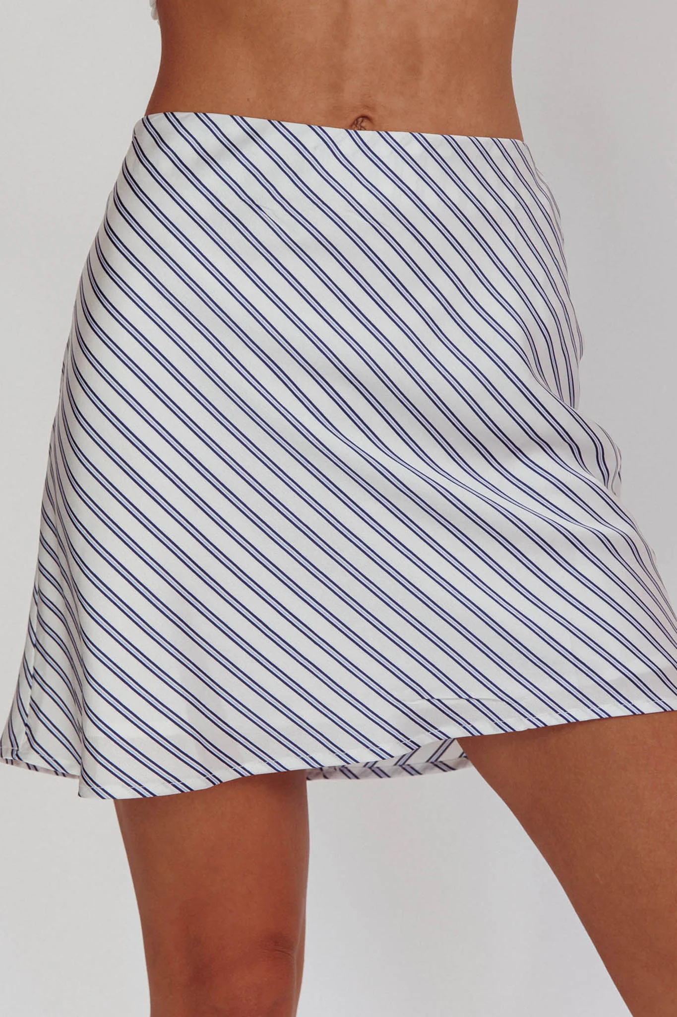 Miss Independent A-Line Mini Skirt Stripe Blue/Ivory - Sonourner