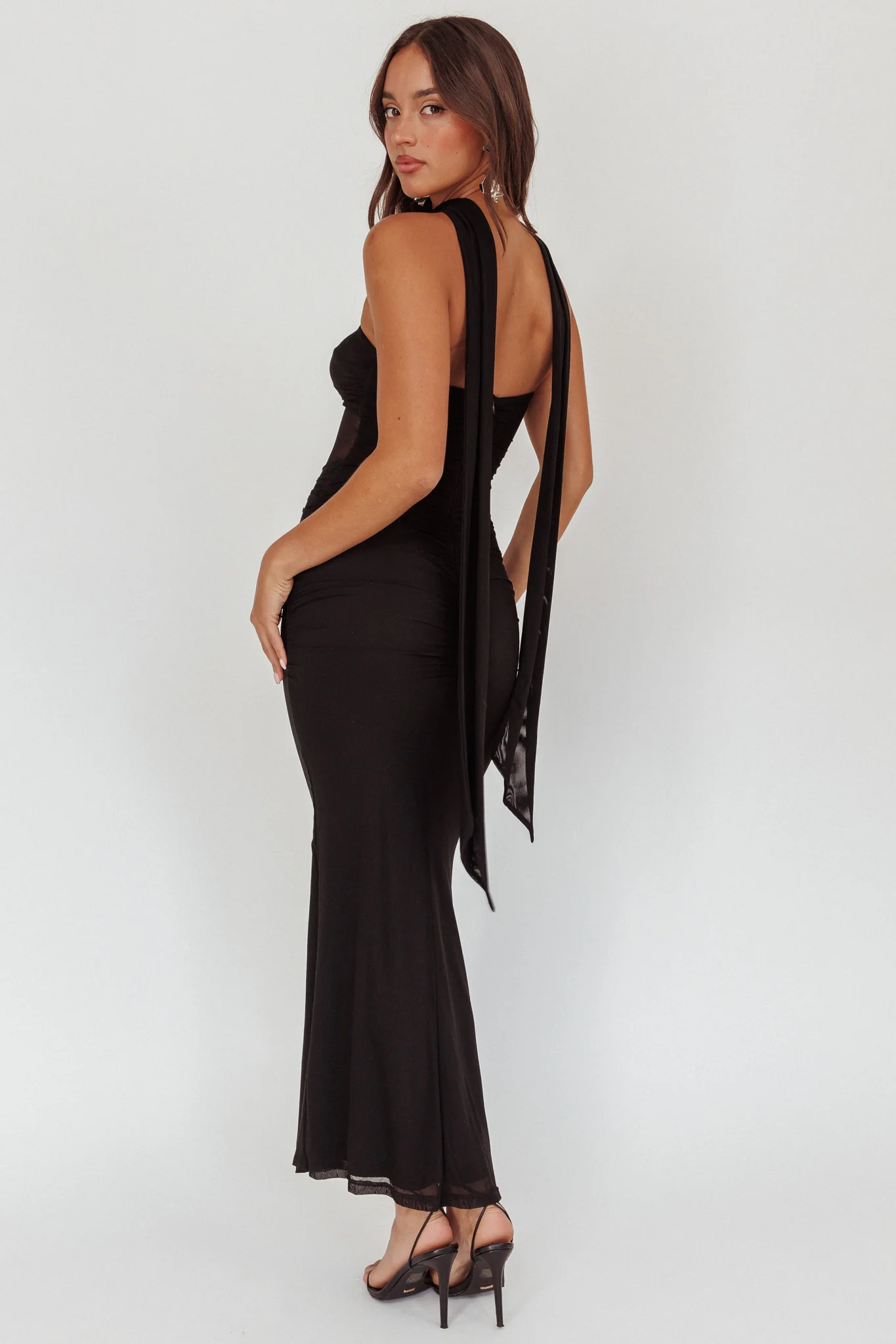 Oliana Strapless Mesh Maxi Dress Black - Sonourner