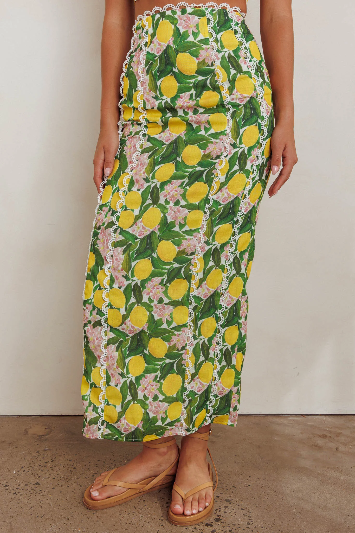 Chamberlain Scallop Trim Maxi Skirt Citrus Lemon - Sonourner