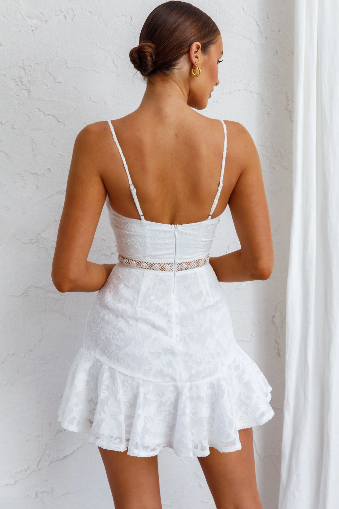 Surabaya Twist Bust Textured Mini Dress White - Sonourner