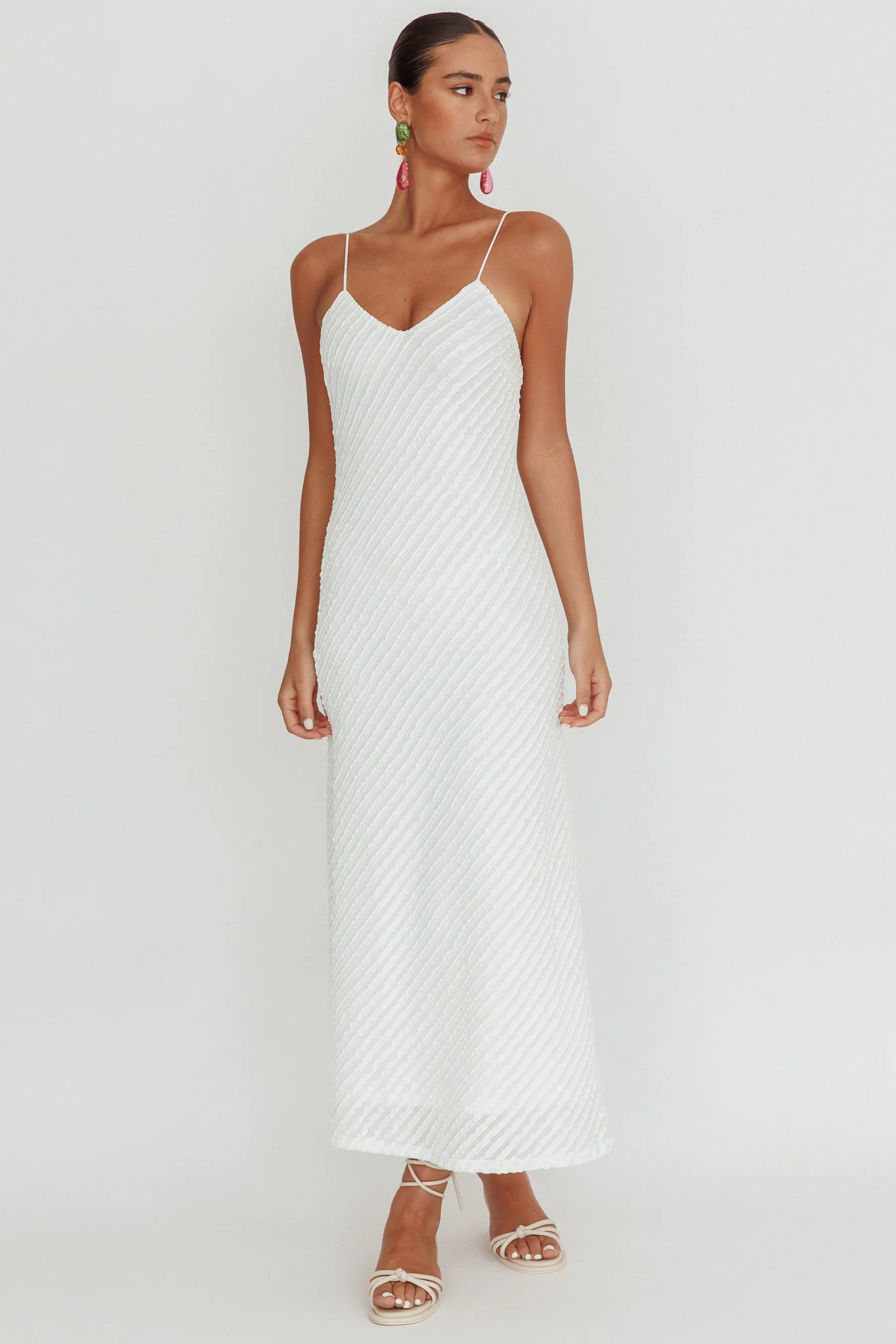 Stasi Textured Maxi Dress White - Sonourner