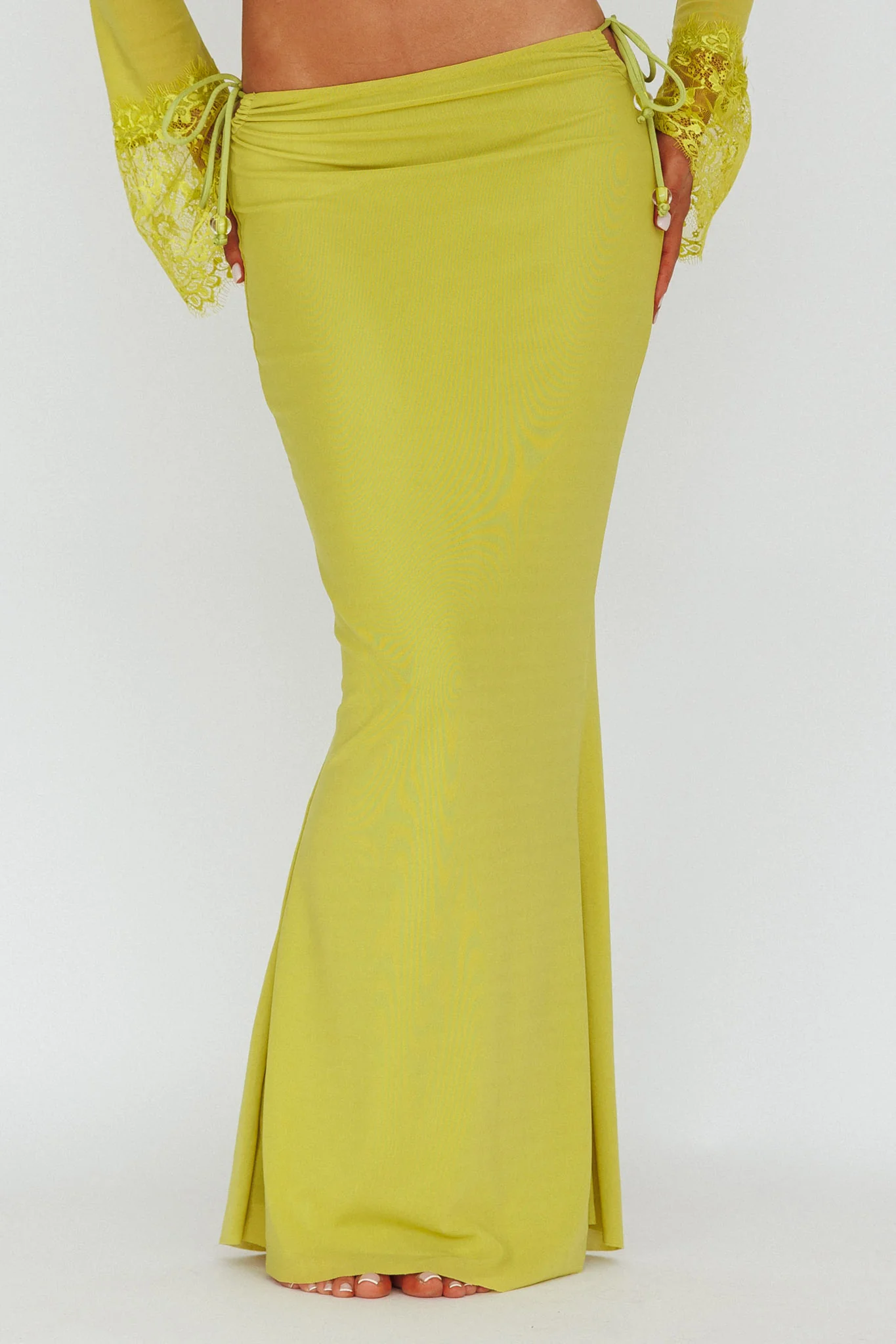 Rana String Tie Side Midi Skirt Apple - Sonourner