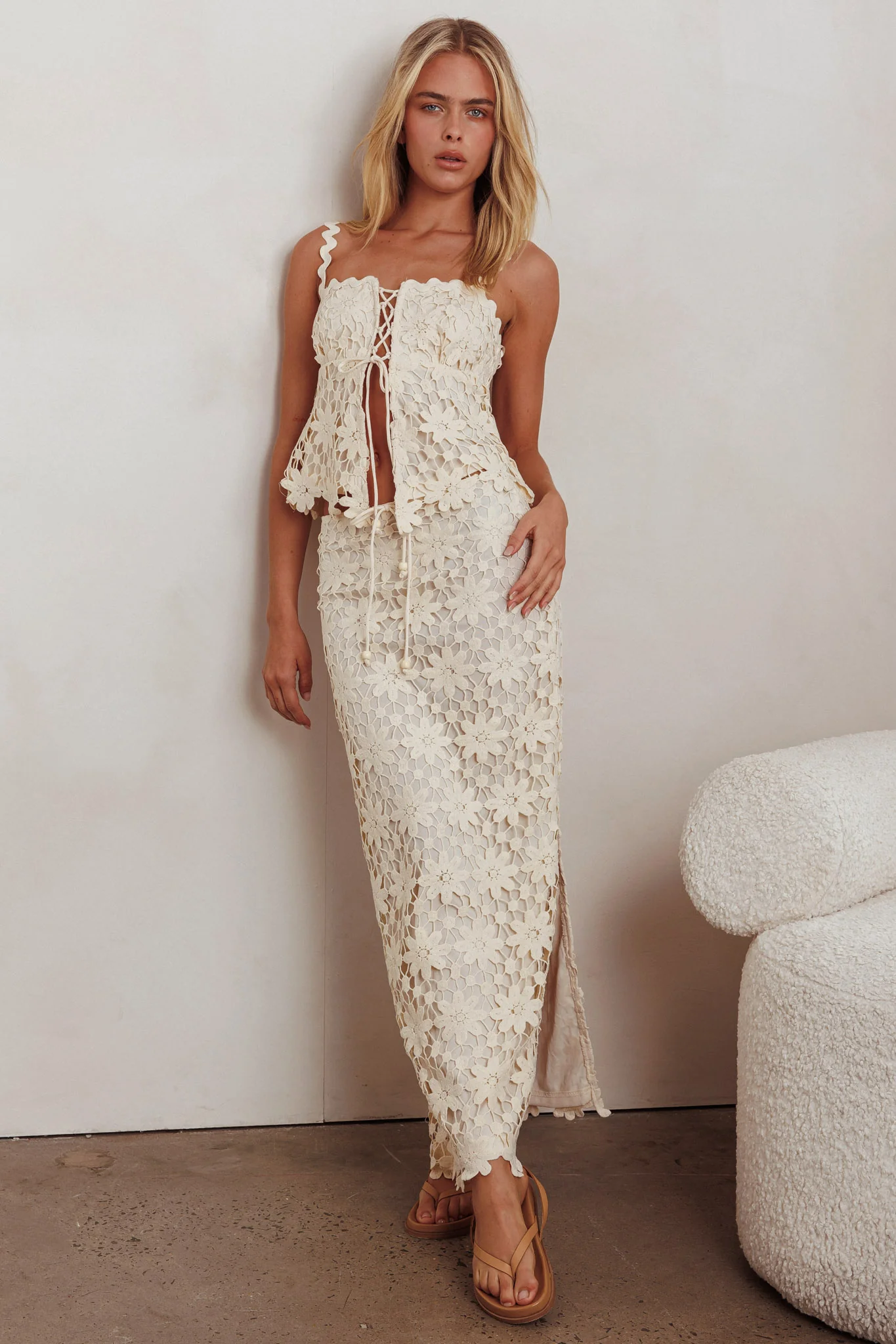 Sun Days Crochet Lace Maxi Skirt Sand - Sonourner