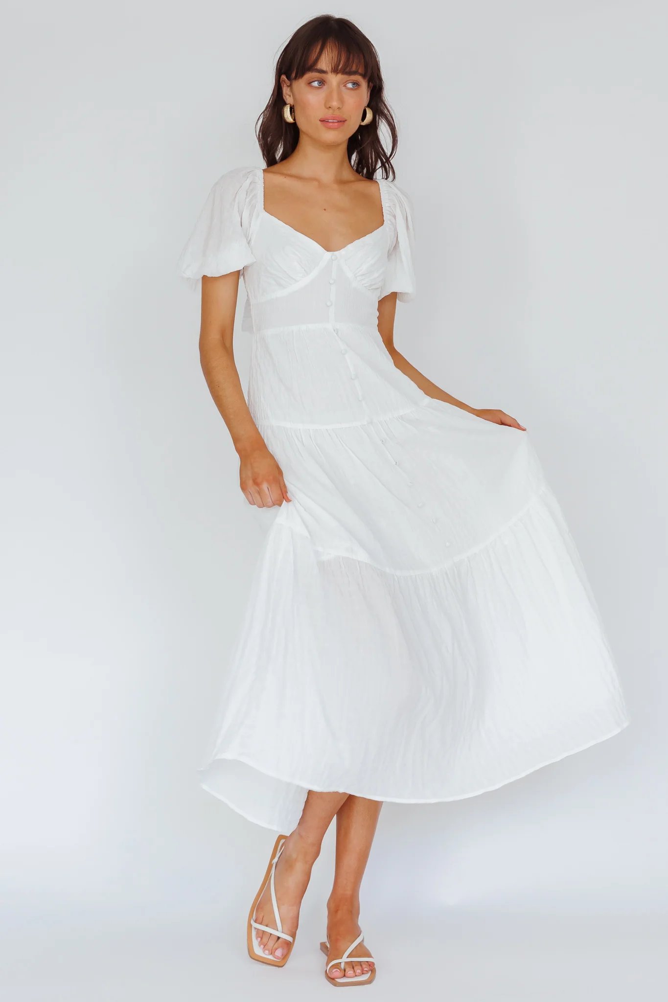 Royce Bow Back Midi Dress White - Sonourner