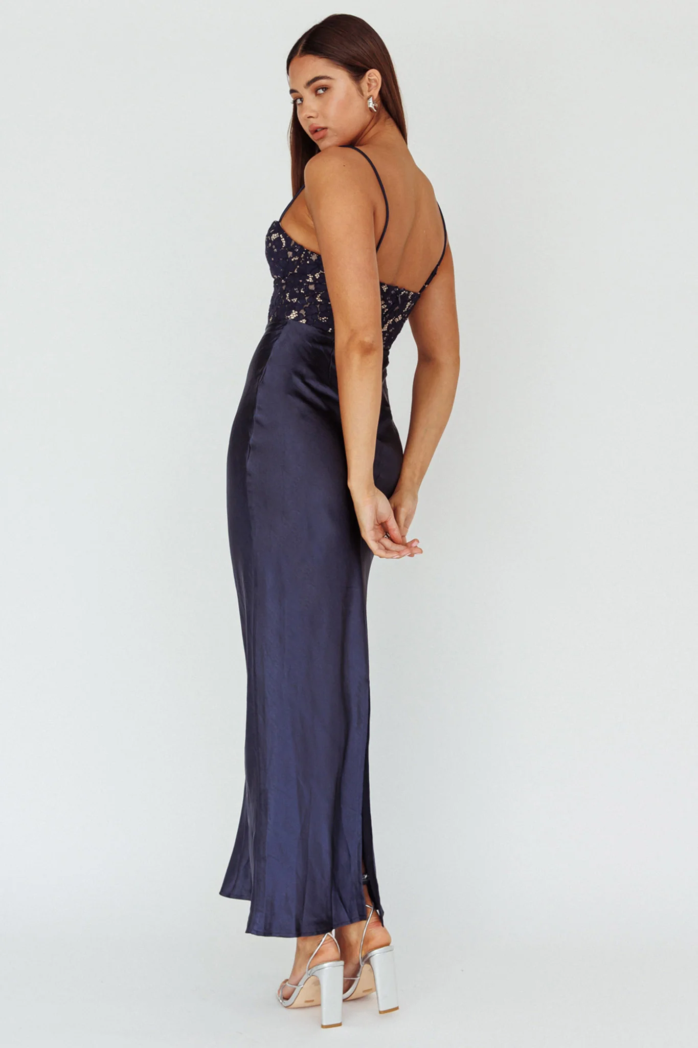 Evening Star Lace Bodice Maxi Dress Navy - Sonourner