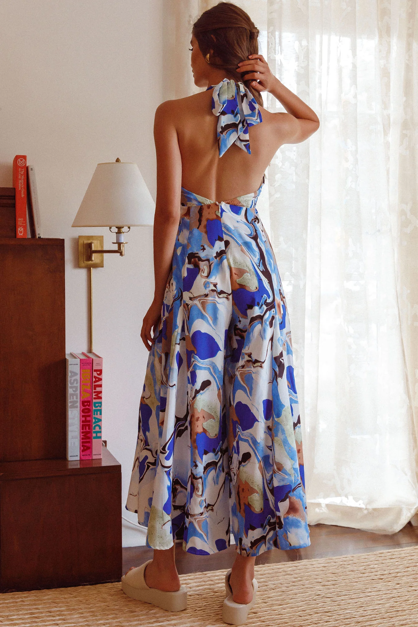 Solstice Sun Halterneck Jumpsuit Swirl Blue - Sonourner