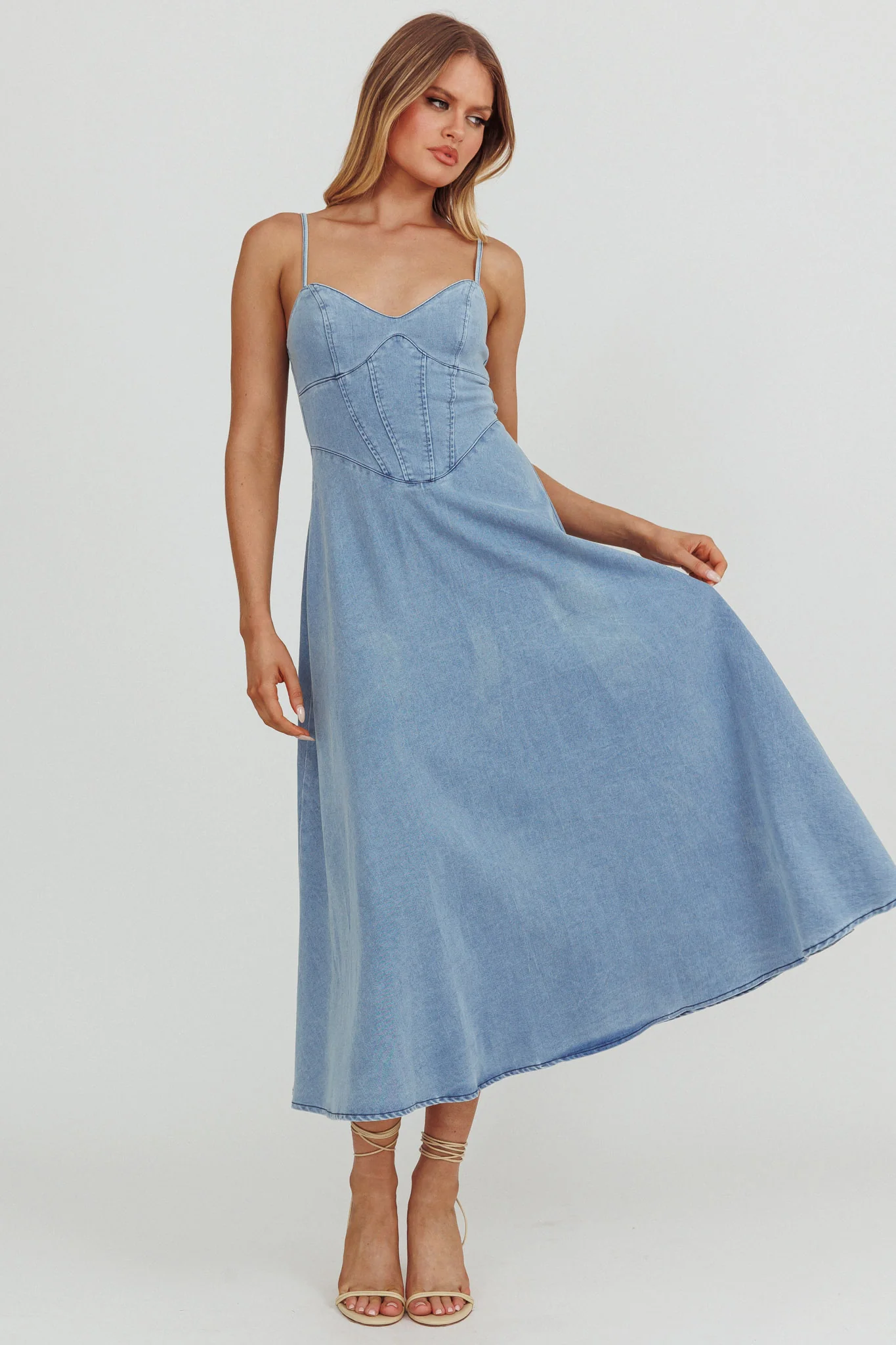 Comet A-Line Midi Dress Light Denim - Sonourner