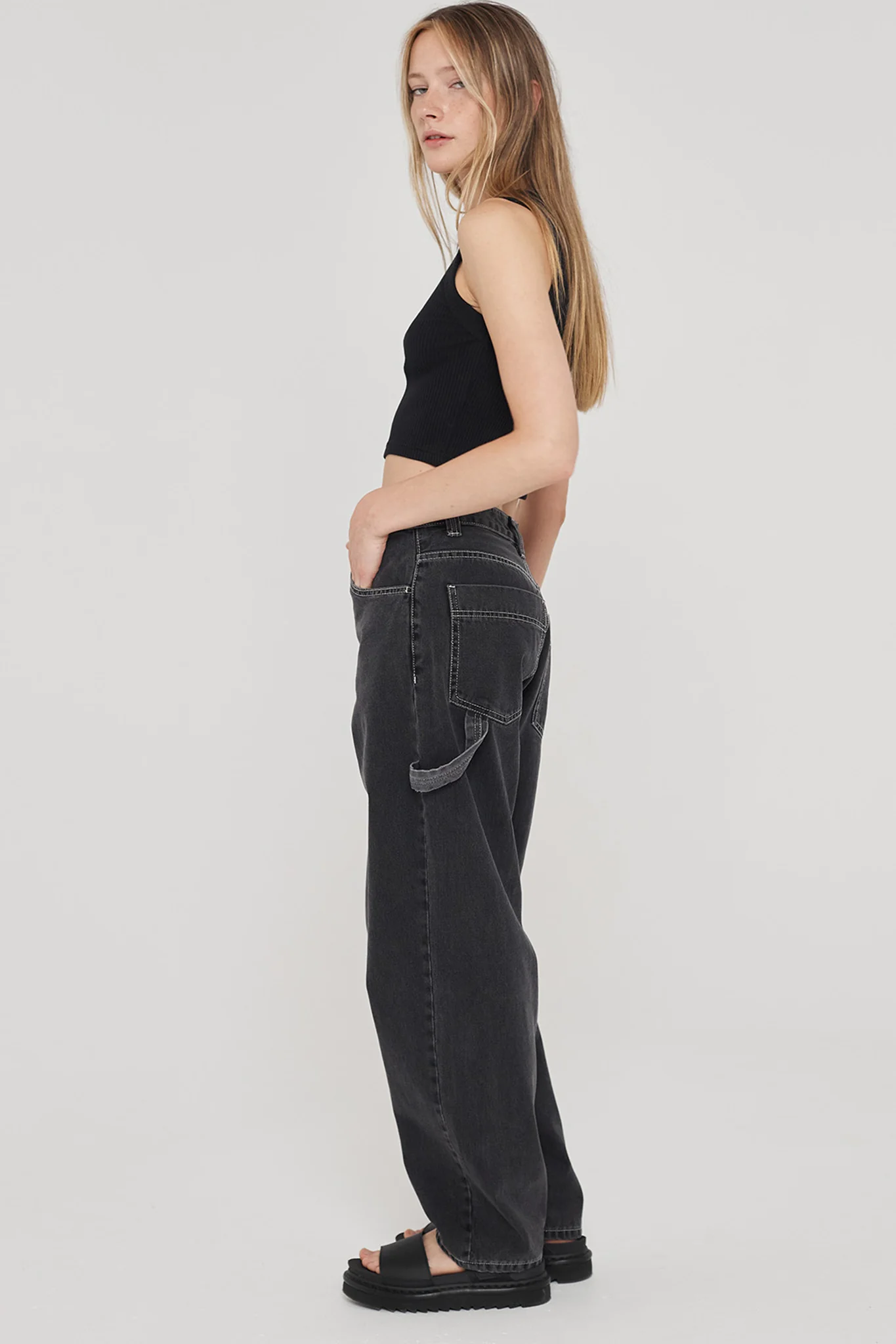 DR DENIM Faye Worker Concrete Black - Sonourner