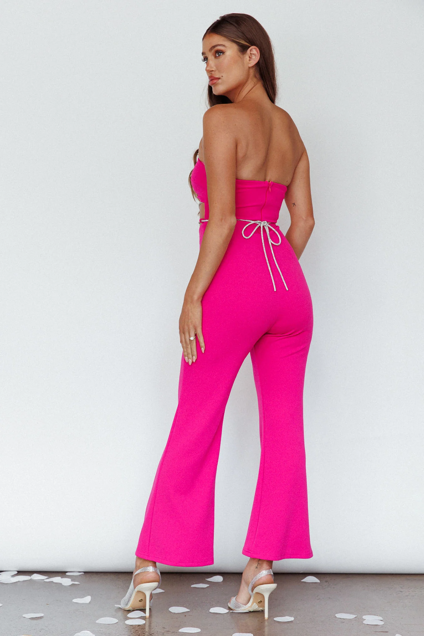 Nohemi Strapless Diamante Jumpsuit Fuchsia - Sonourner