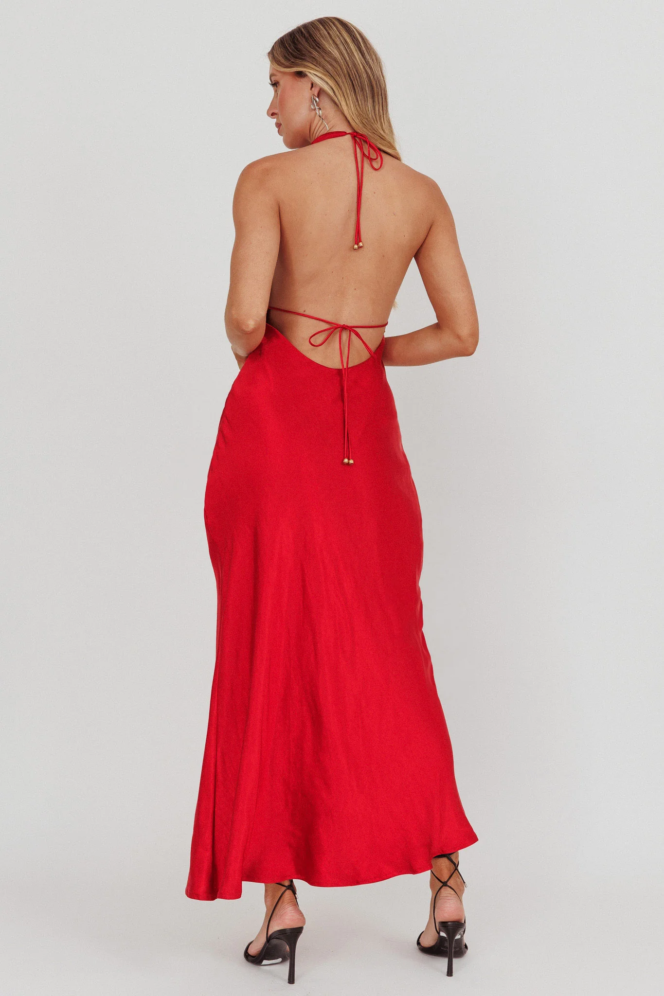 Sweetest Sundays Halterneck Open Back Dress Red - Sonourner