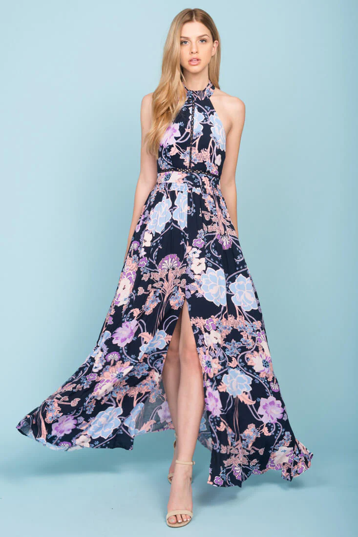 Baylor Floral Maxi Dress Navy - Sonourner