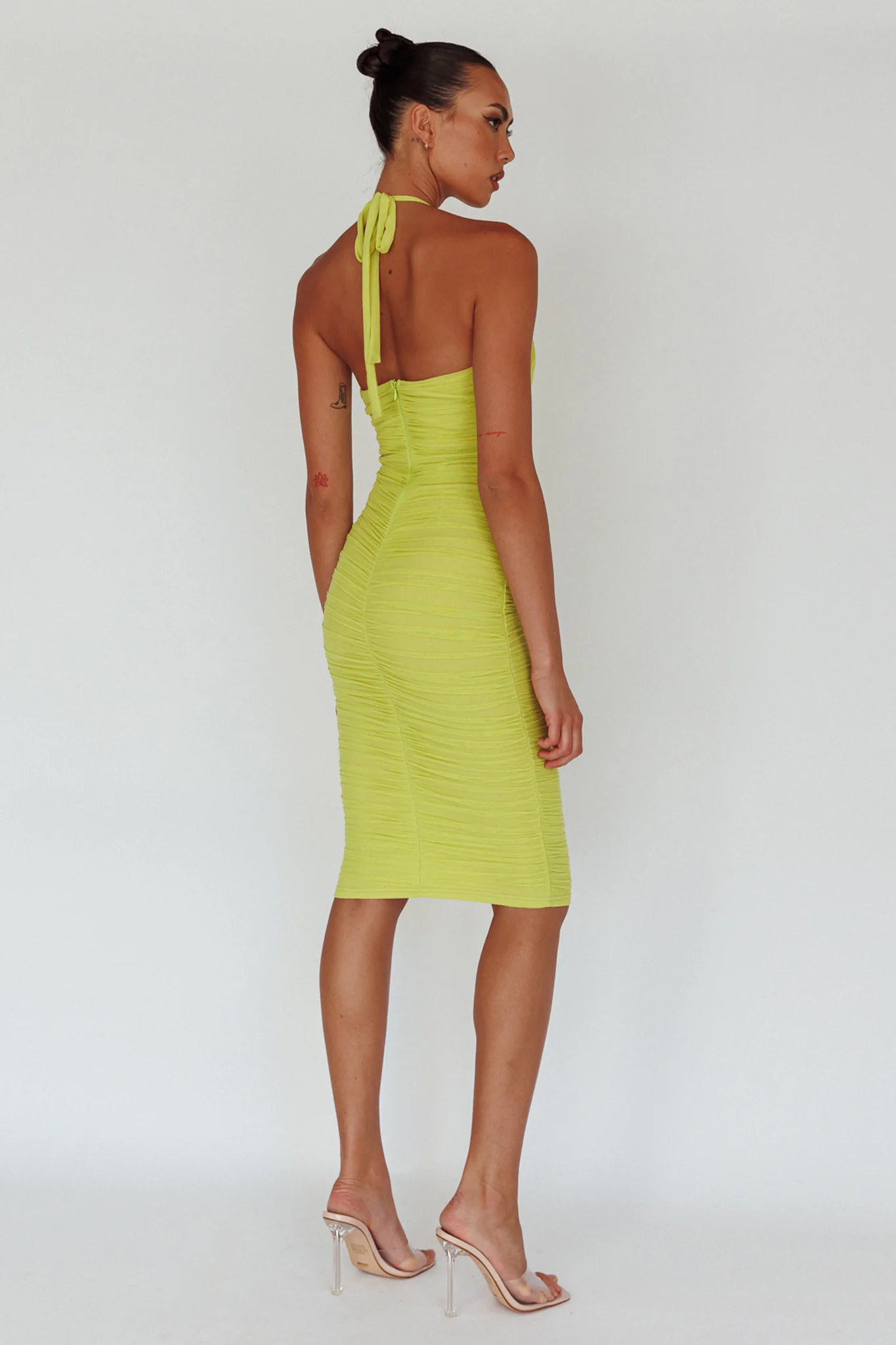 Maribella Halterneck Midi Dress Lime - Sonourner