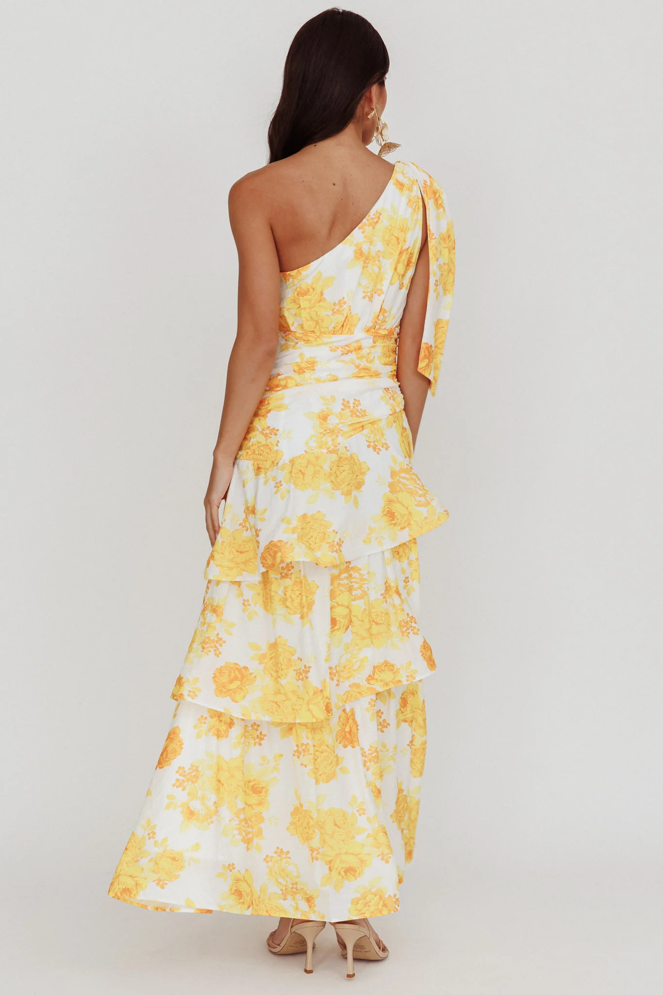 Kenny One Shoulder Tiered Maxi Dress Yellow - Sonourner