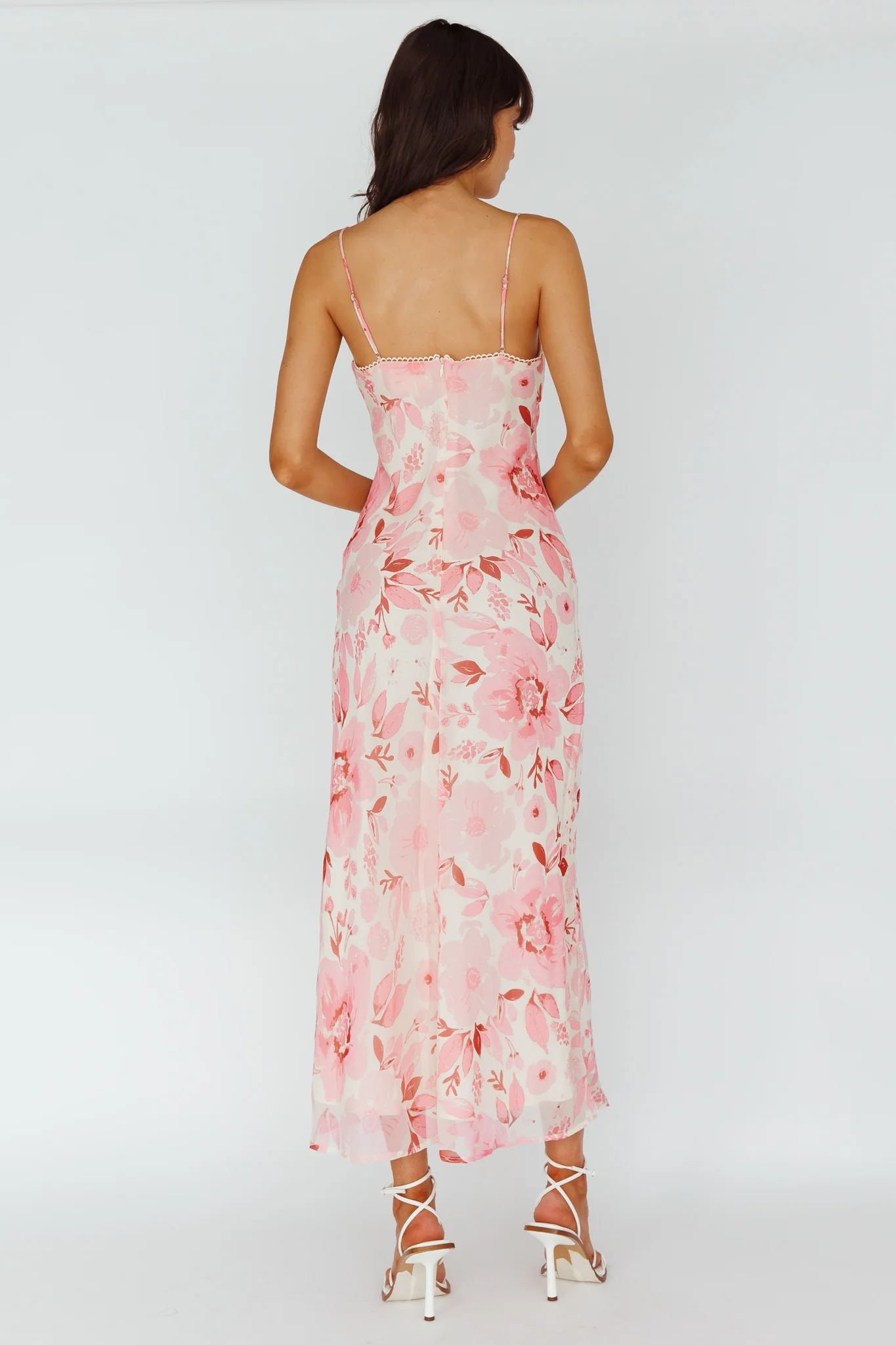 Egypt Cami Strap Midi Dress Floral Pink - Sonourner