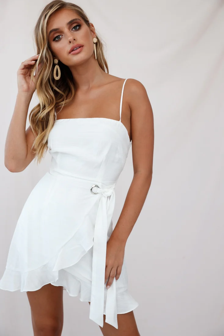 Pepita Cami Strap Wrap Dress White - Sonourner