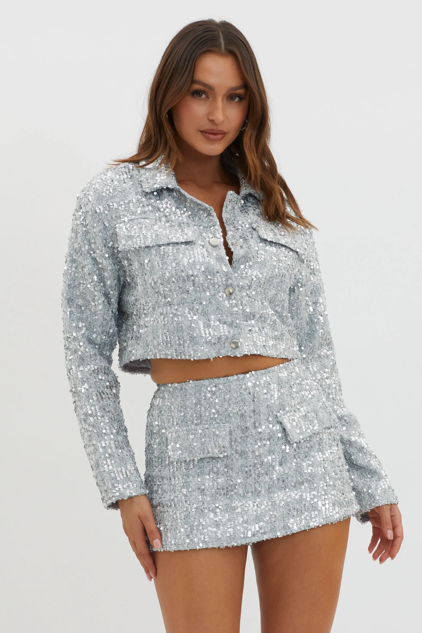 Dollhouse Sequin Skort Silver - Sonourner