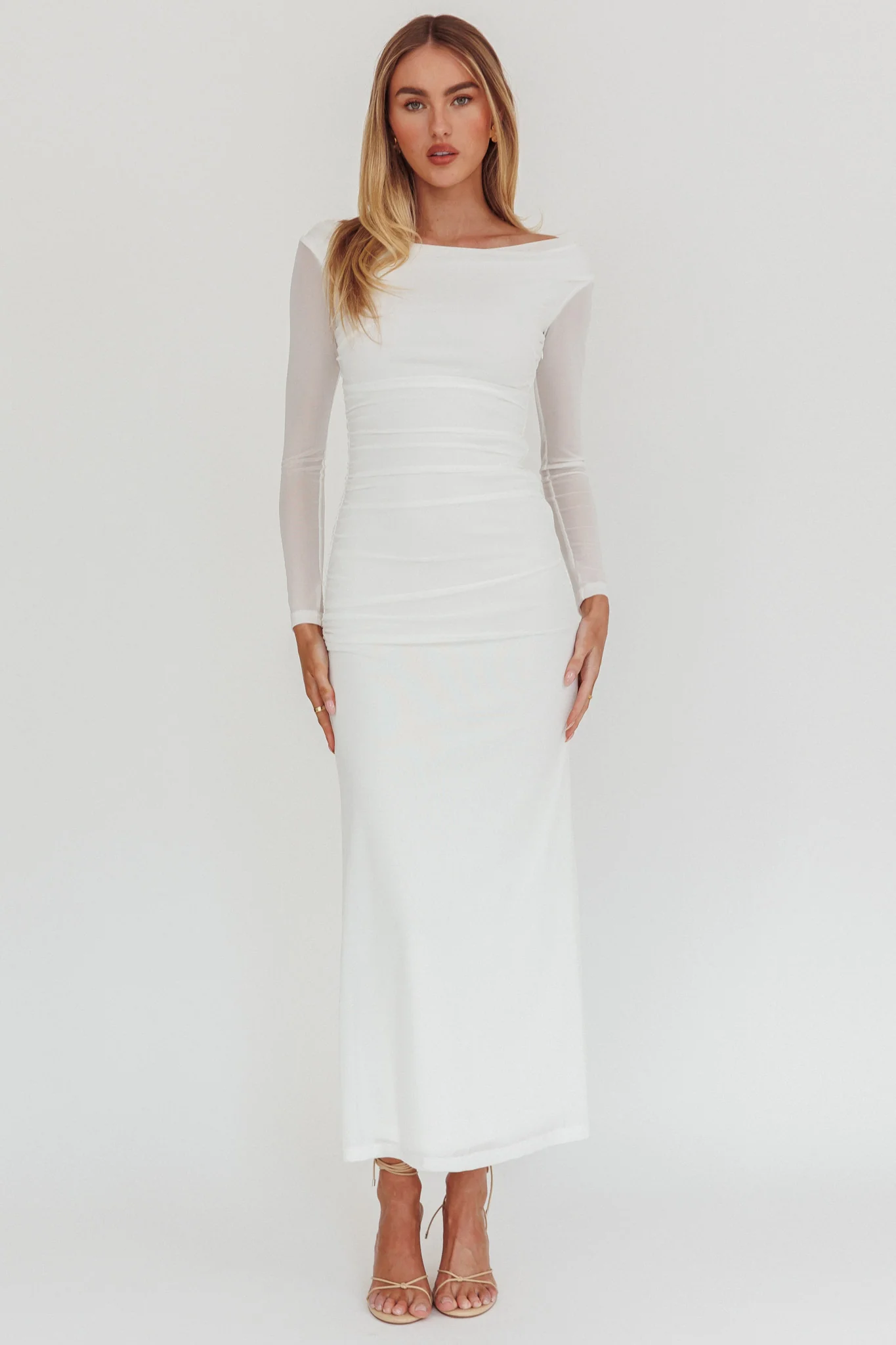 In Blooms Off Shoulder Maxi Dress Off White - Sonourner