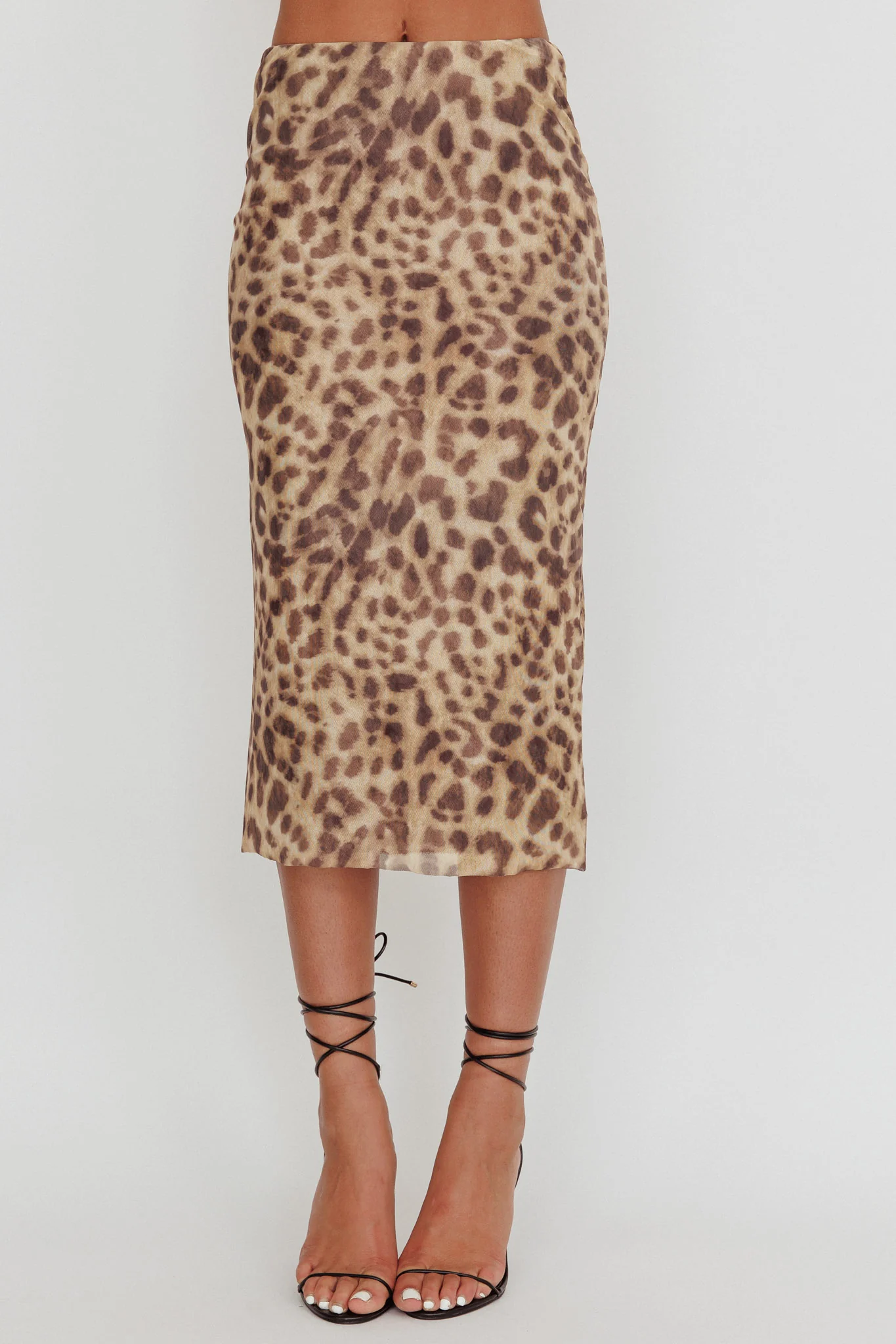 Meet Up Elastic Waist Midi Skirt Leopard - Sonourner