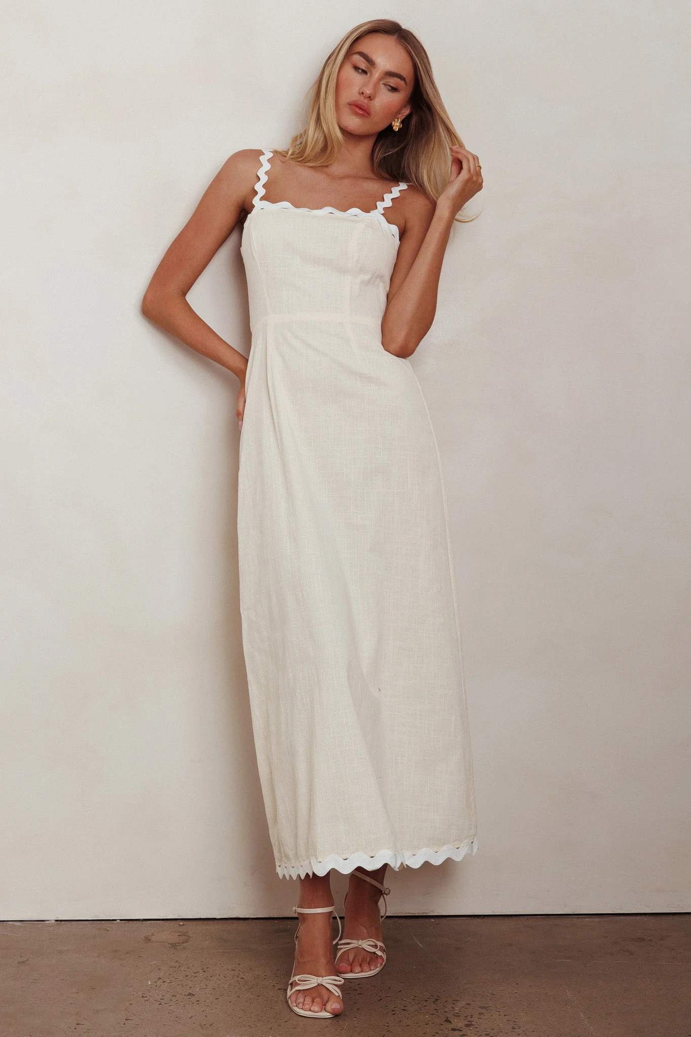 Montego Bay Ric Rac Strap Maxi Dress Oat - Sonourner