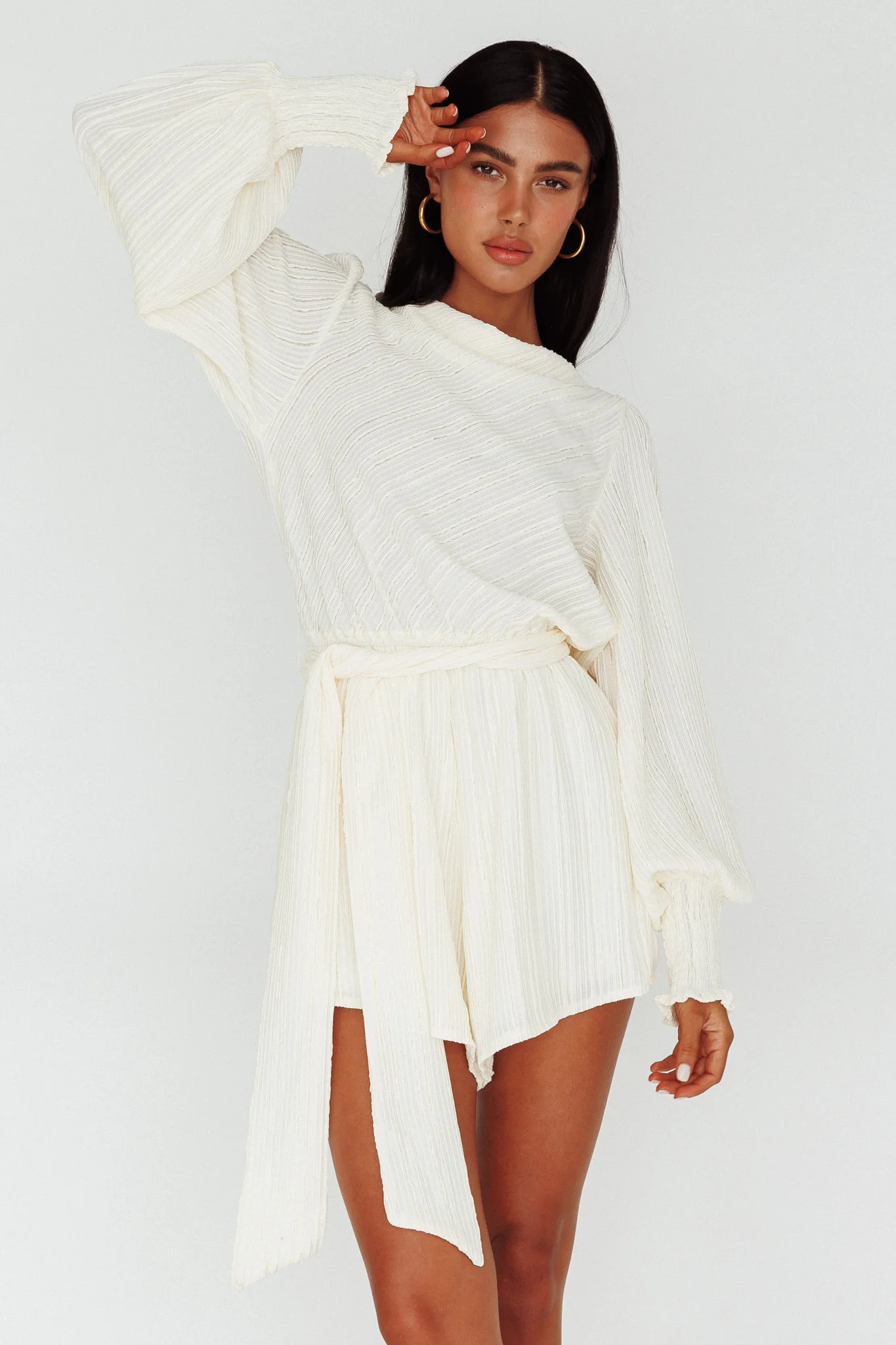 Summer Lover Long Sleeve Romper Cream - Sonourner