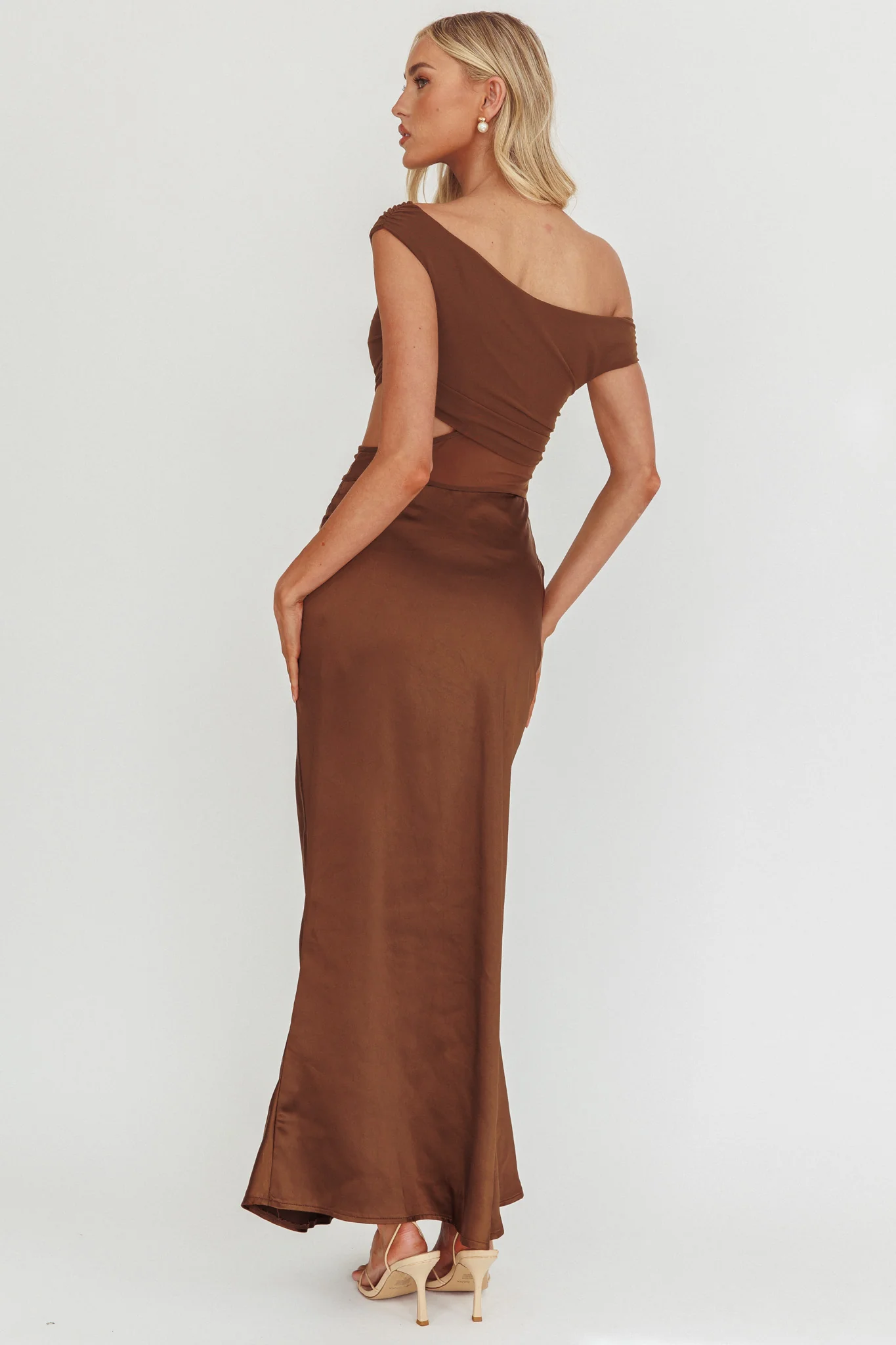 In Blooms Mesh Bodice Maxi Dress Chocolate - Sonourner