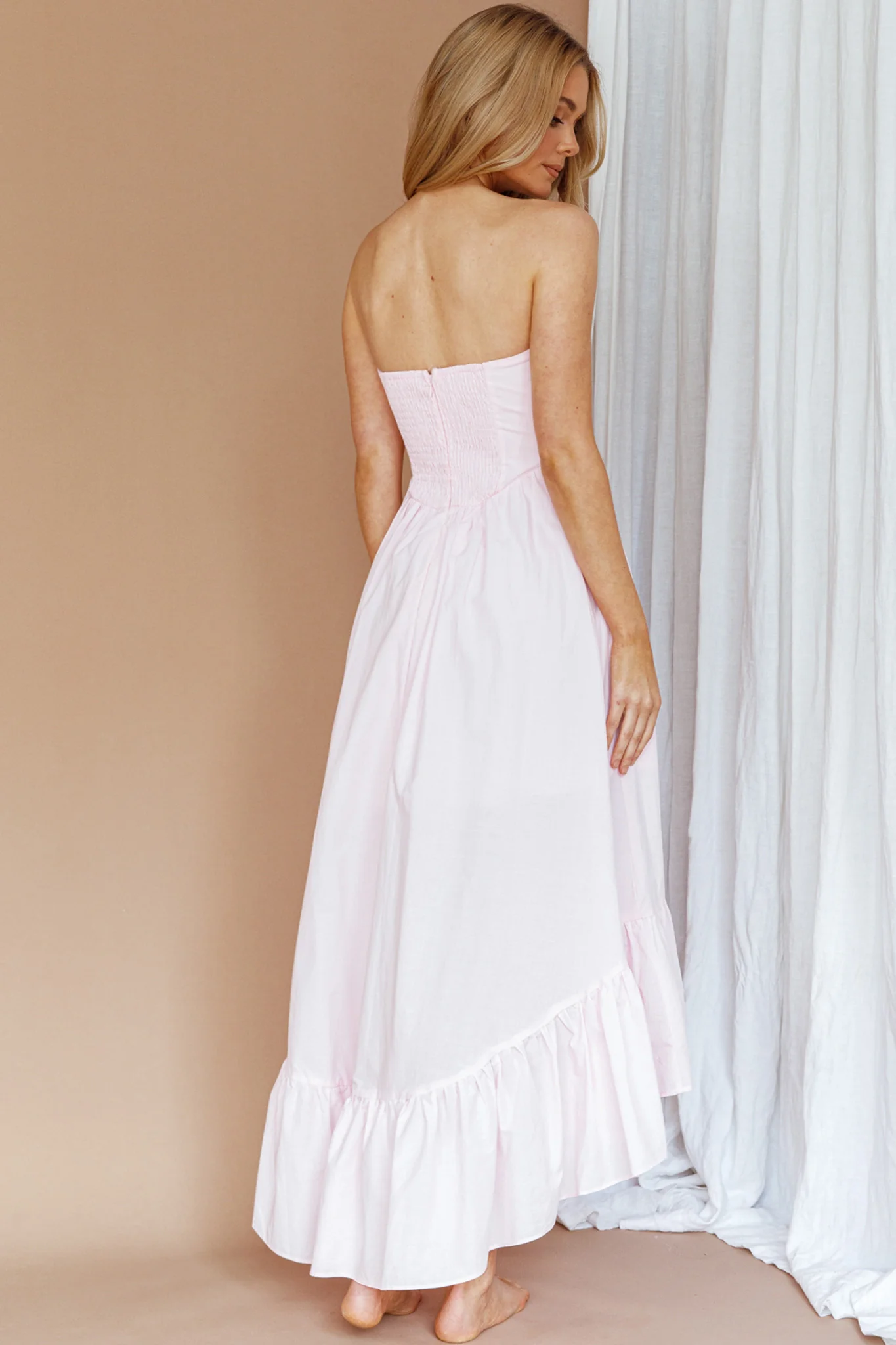 Sunday Mornings Ruched Bust Midi Dress Pink - Sonourner