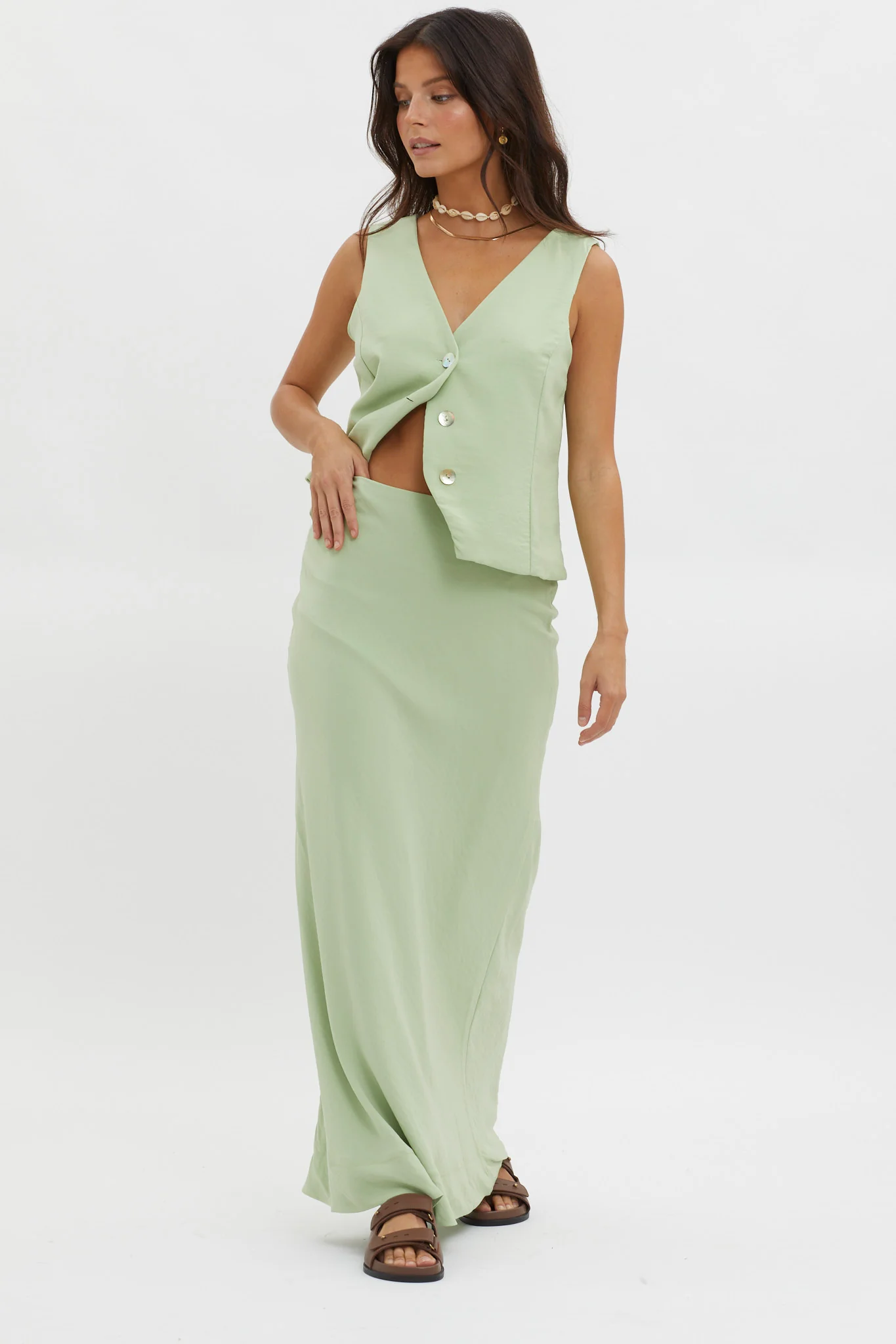 Philomena Midi Skirt Sage - Sonourner