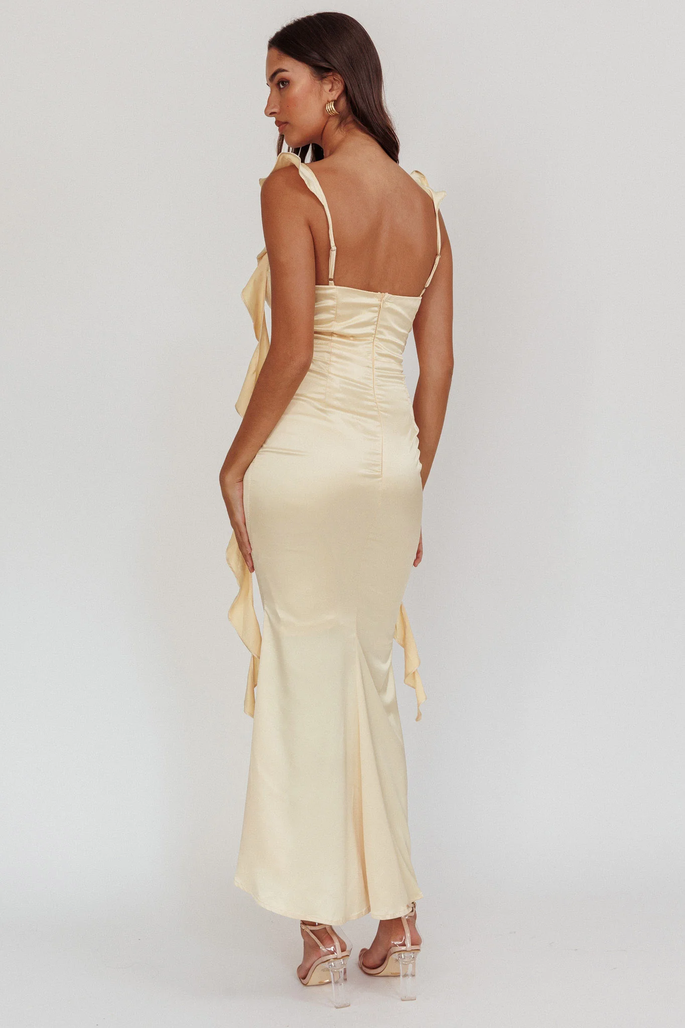 Blushing Ruffle Trim Midi Dress Butter - Sonourner