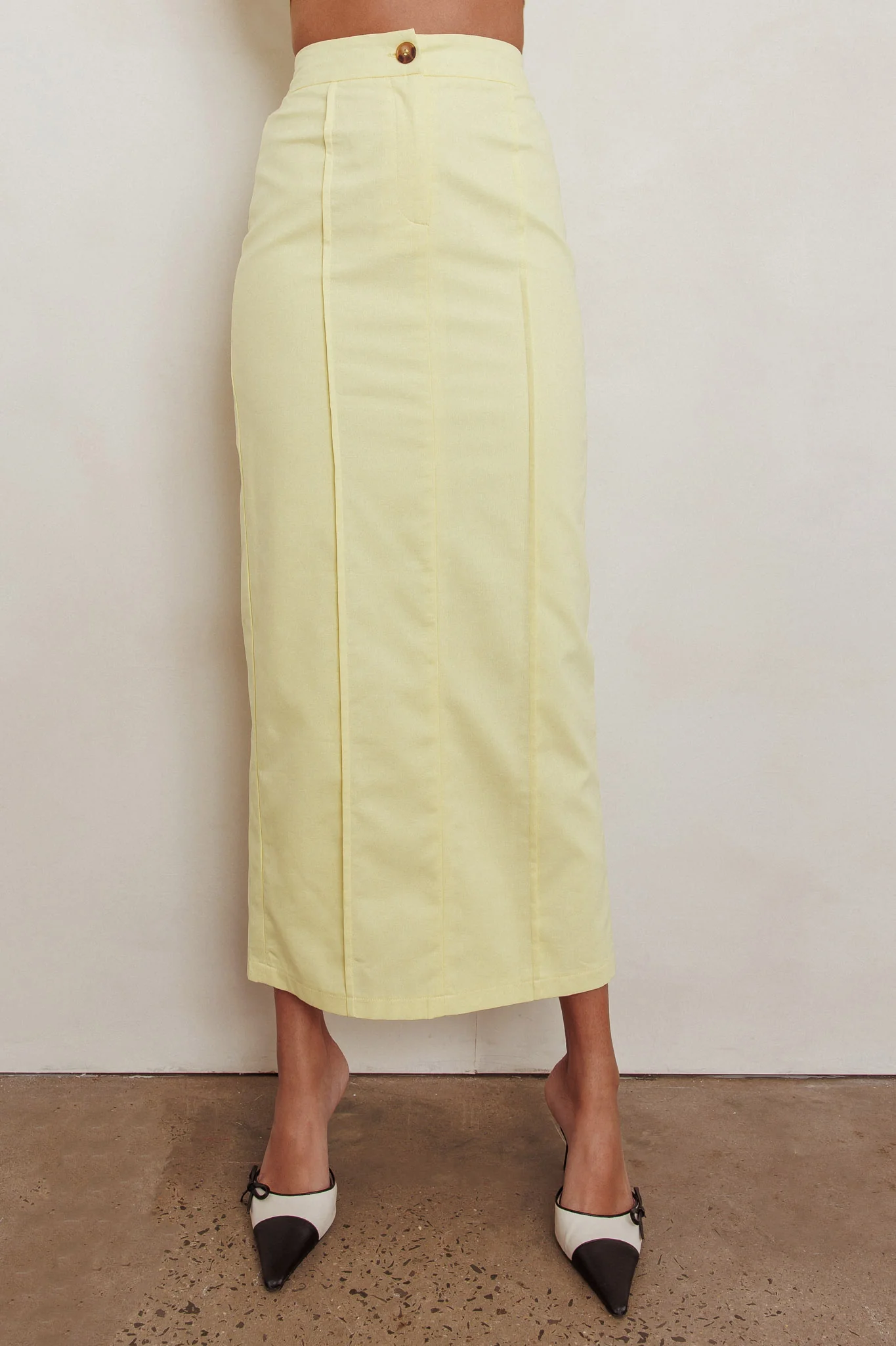 Sweet Treat Column Midi Skirt Lemon - Sonourner