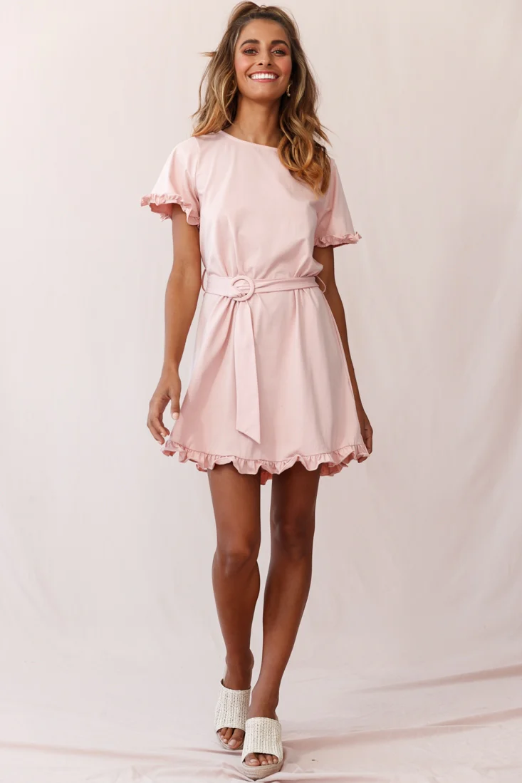 Chelsea Belted T-Shirt Dress Blush - Sonourner