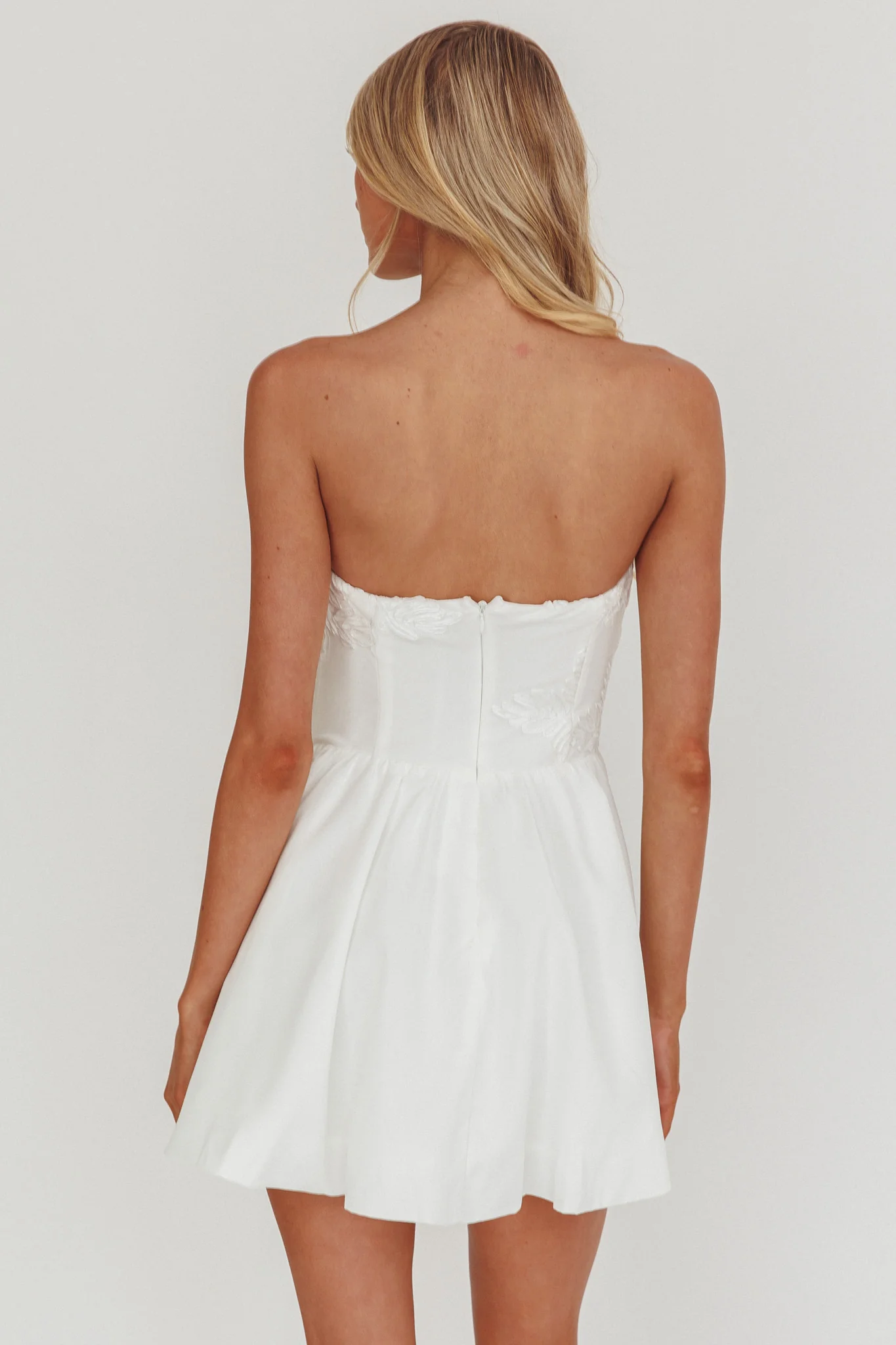 Fiora Basque Waist Strapless Mini Dress White - Sonourner