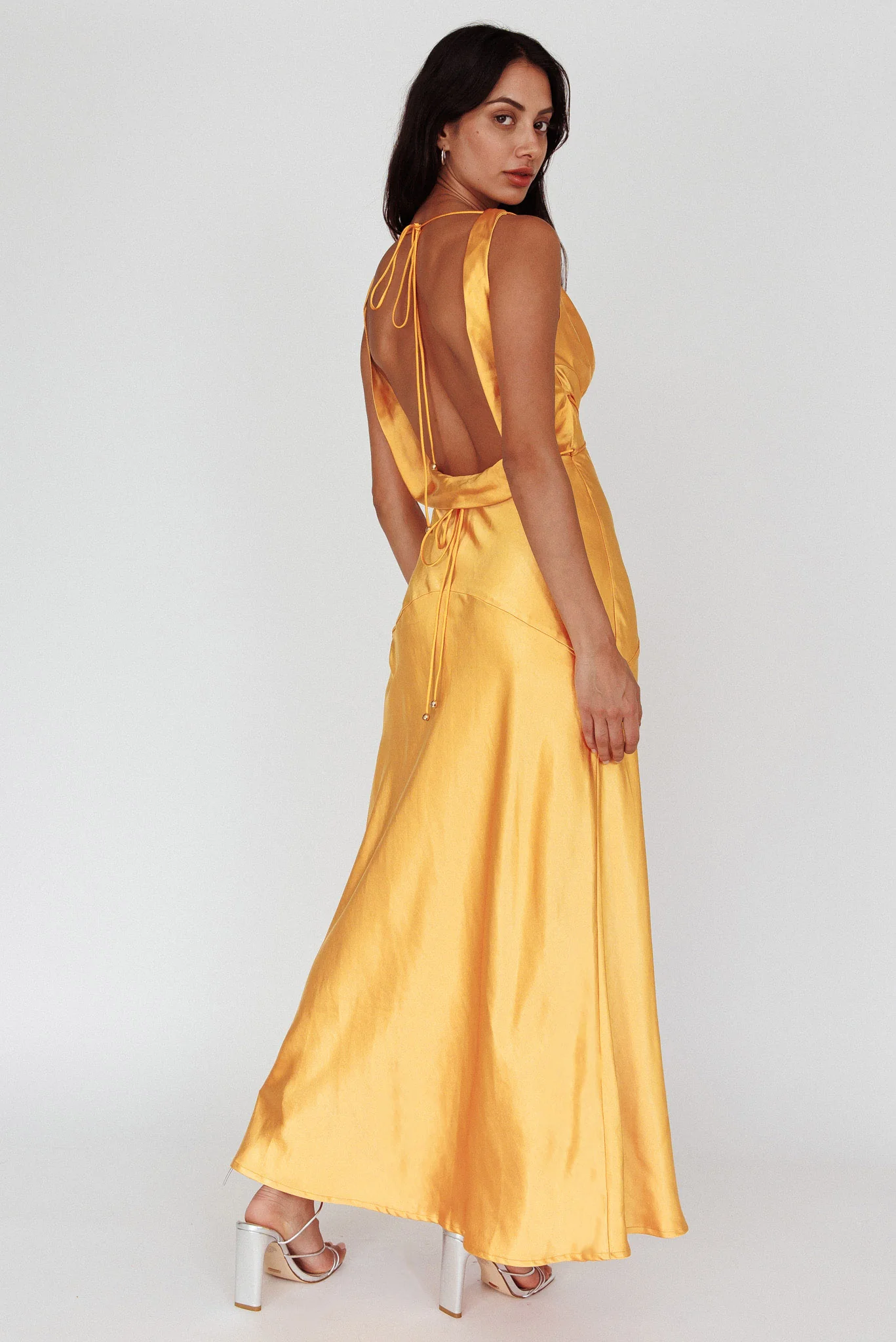 Cassiopeia Open Back String Tie Maxi Dress Mango - Sonourner