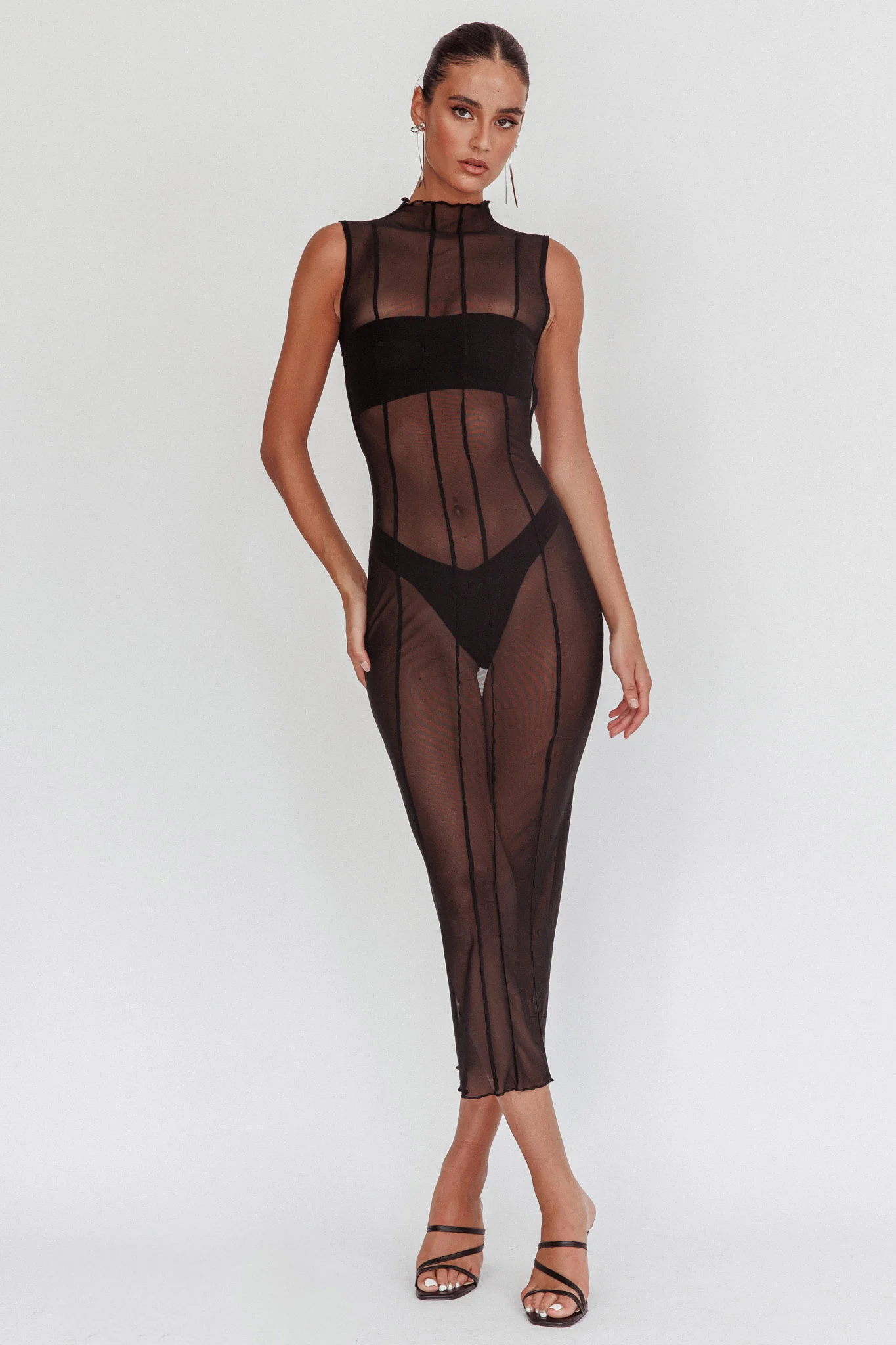Ciera Sheer Maxi Dress Black - Sonourner