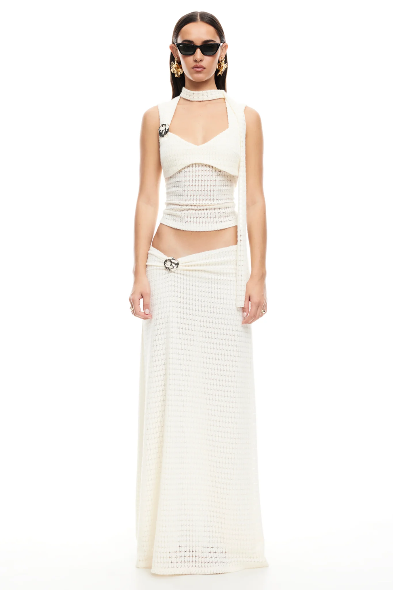 LIONESS In Your Dreams Maxi Skirt Cream - Sonourner