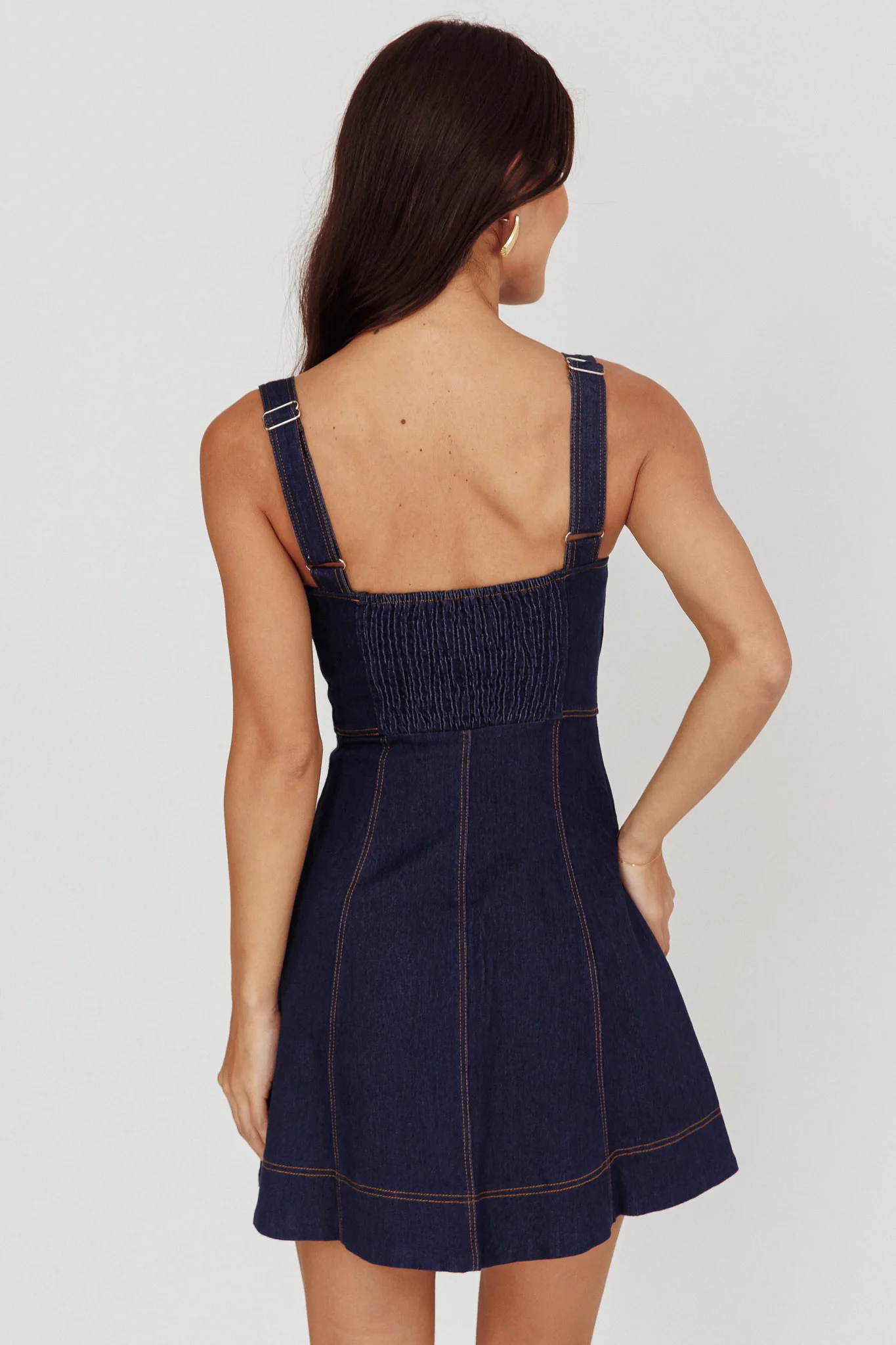 Erza A-line Mini Dress Blue Denim - Sonourner