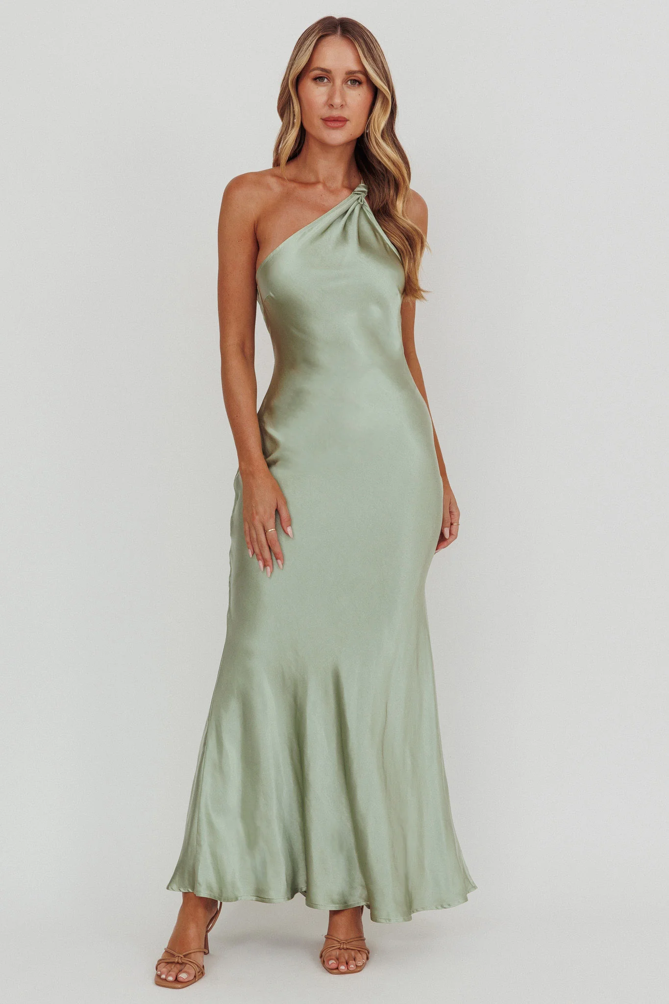 Emmaline One-Shoulder Open Back Maxi Dress Sage - Sonourner