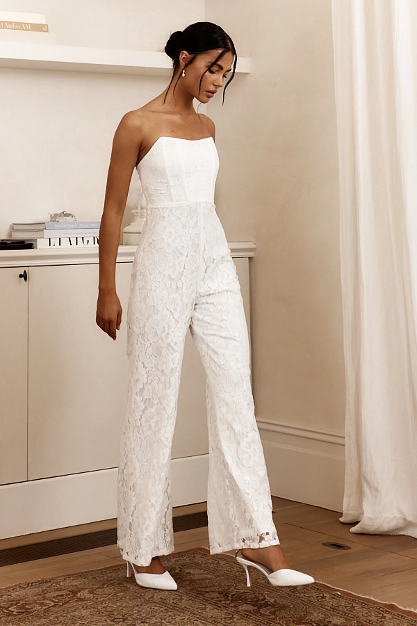 Ankita Strapless Lace Jumpsuit White - Sonourner