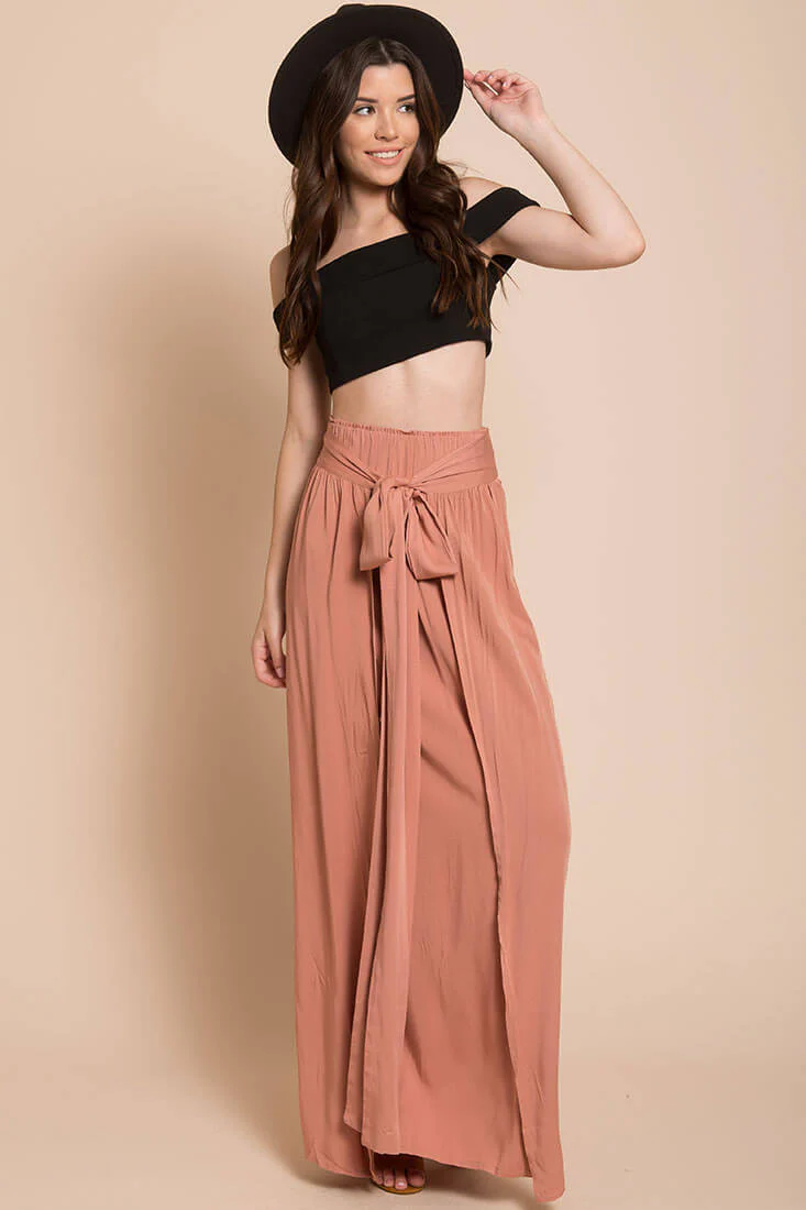 Evalyn High Slit Skirt Rose - Sonourner