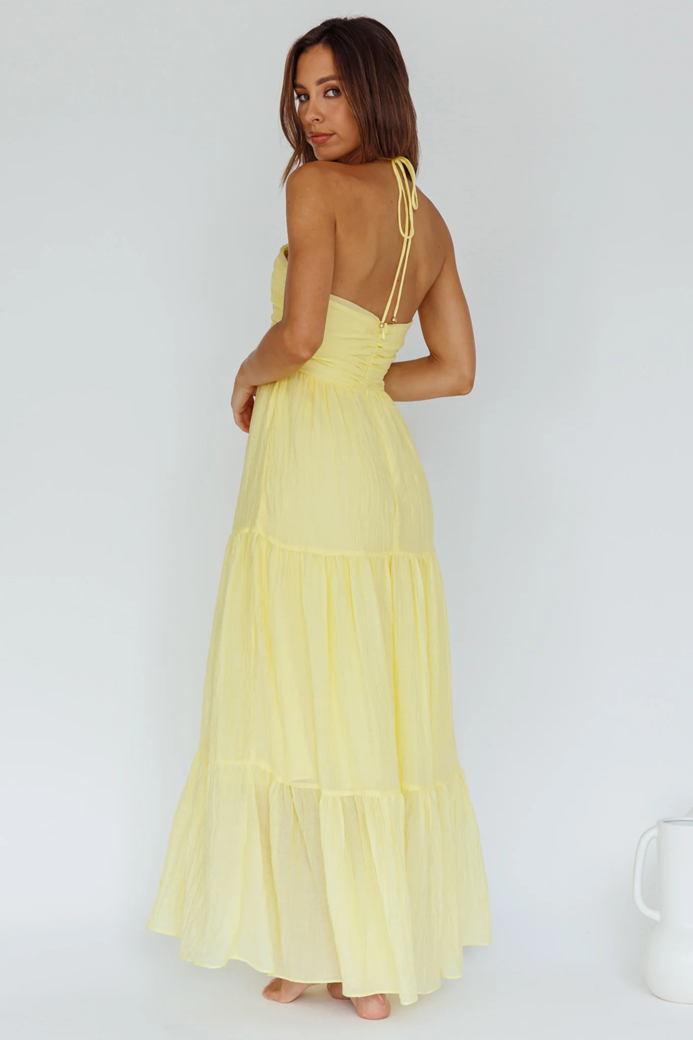 Asiah Halterneck Maxi Dress Lemon - Sonourner