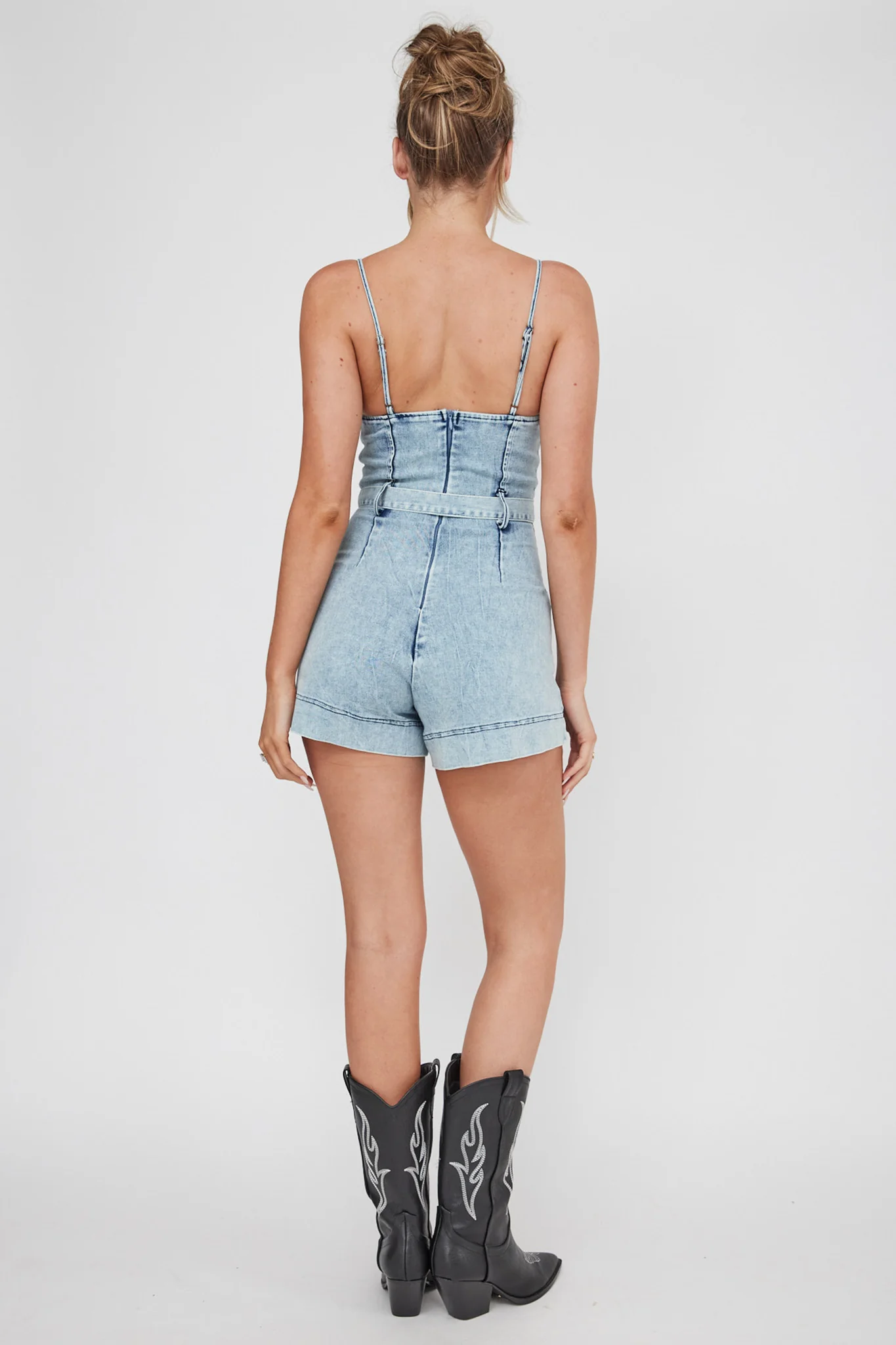 Laureen Pocket Romper Denim - Sonourner