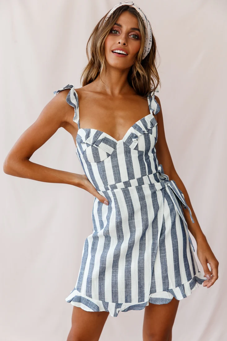 Lyla Sweetheart Neckline Wrap Dress Blue - Sonourner