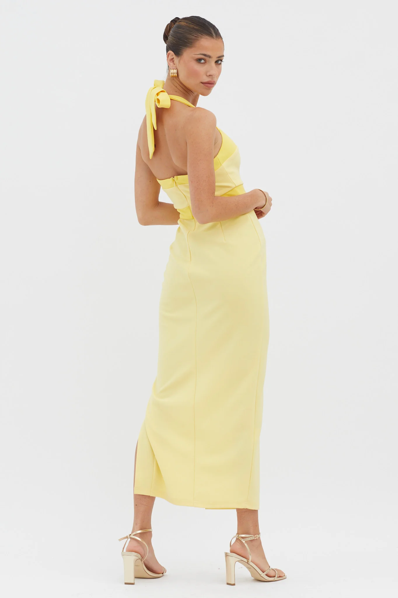 Canary Islands Halterneck Midi Dress Yellow - Sonourner