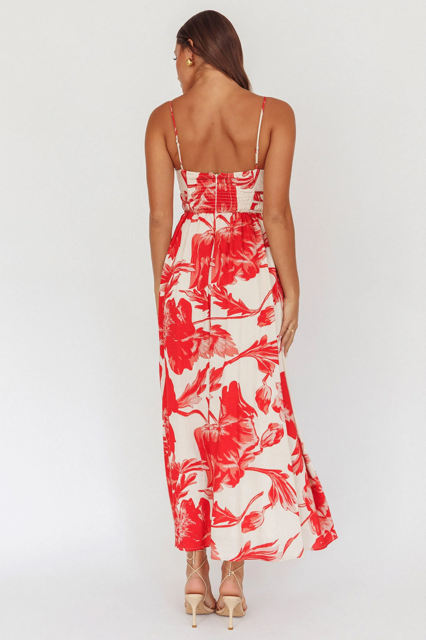 Sunny Afternoon Gathered Waist Maxi Dress Floral Pink - Sonourner