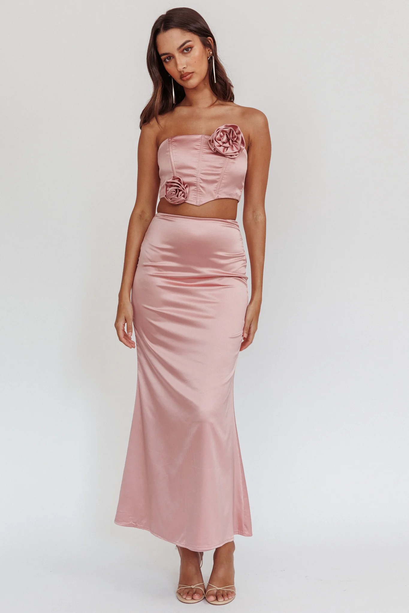 Like A Dove Satin Maxi Skirt Mauve - Sonourner