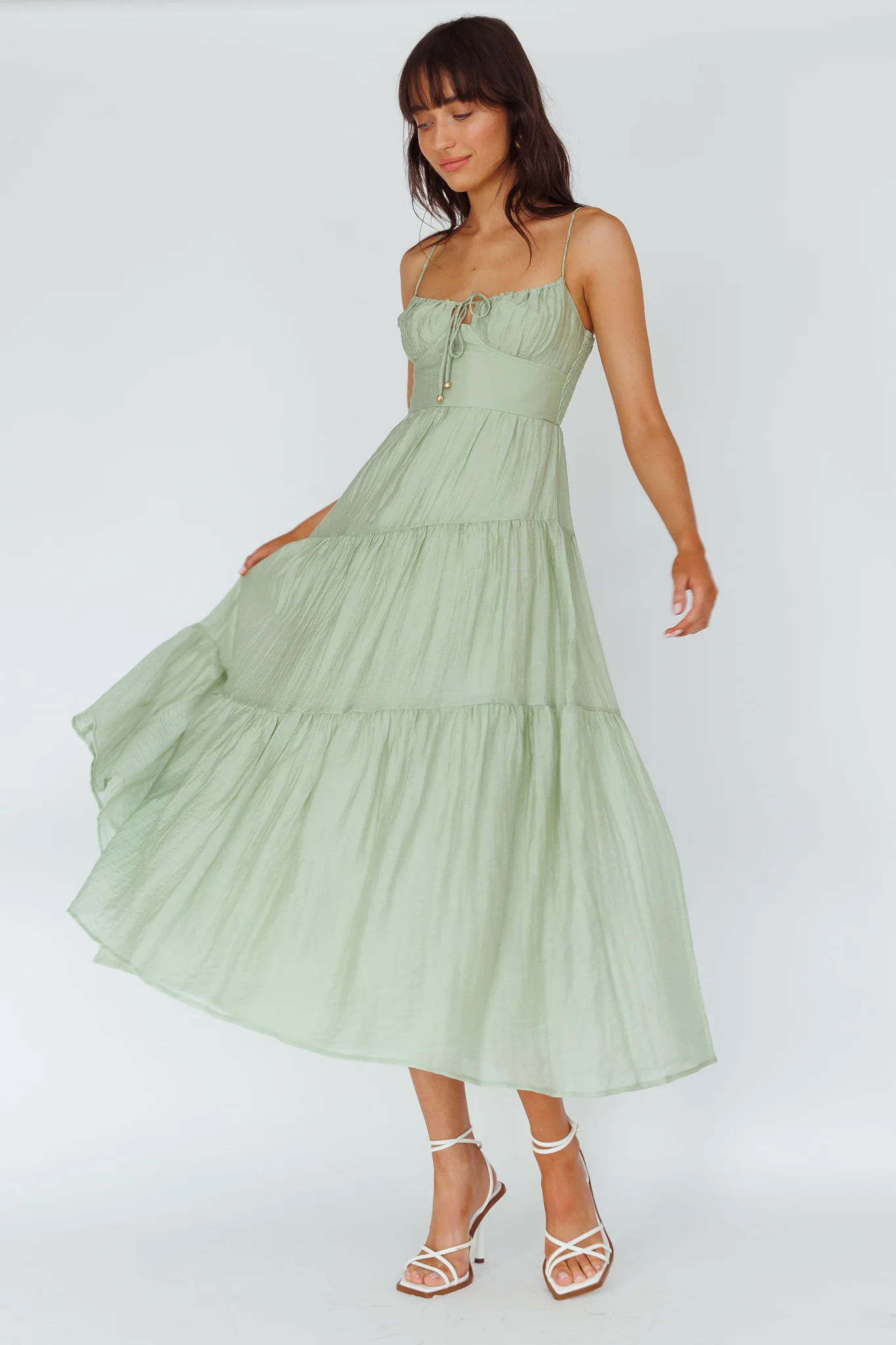Doe Tie Bust Maxi Dress Sage - Sonourner