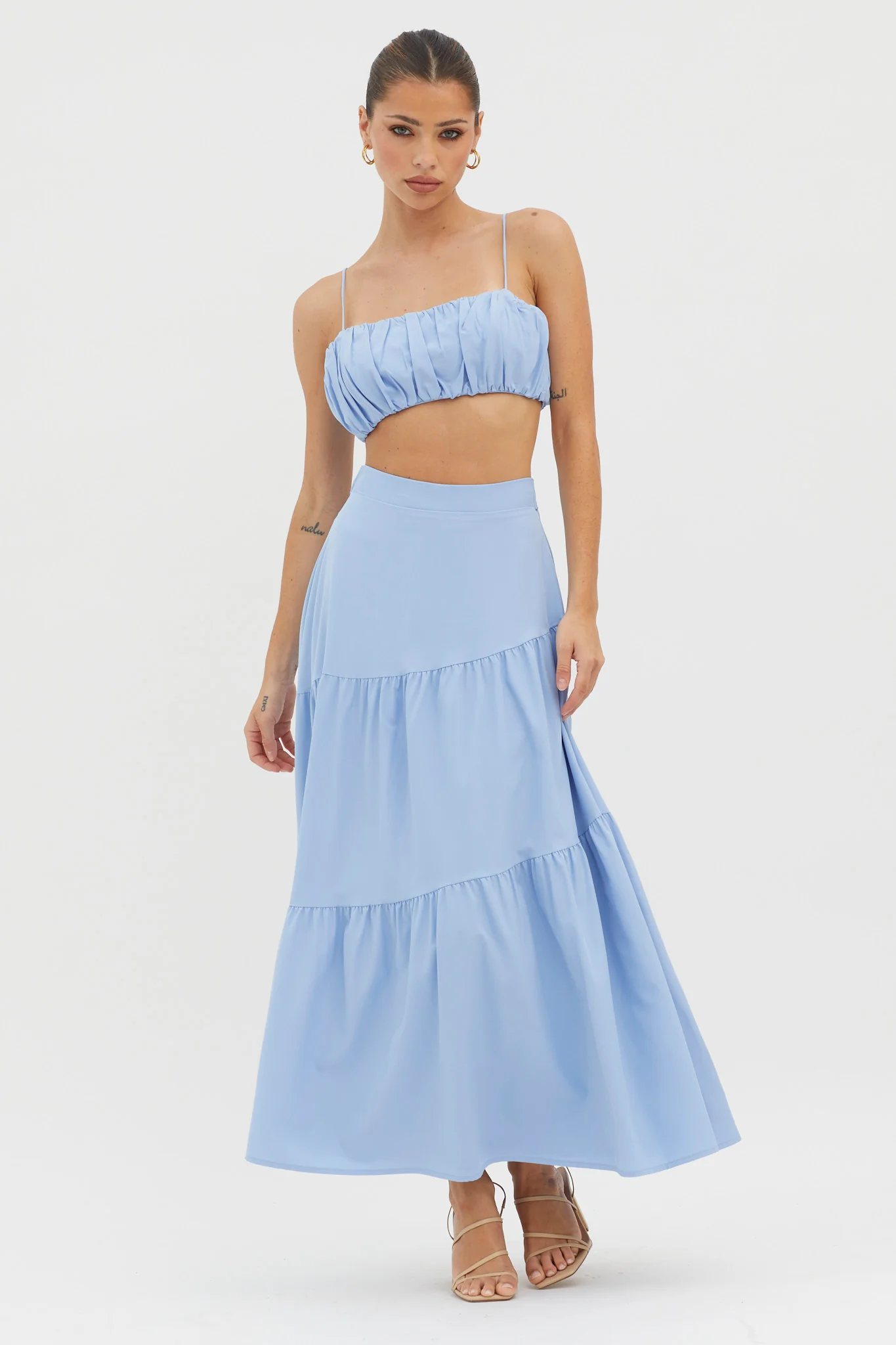 Bondi Waist Tie Maxi Skirt Blue - Sonourner
