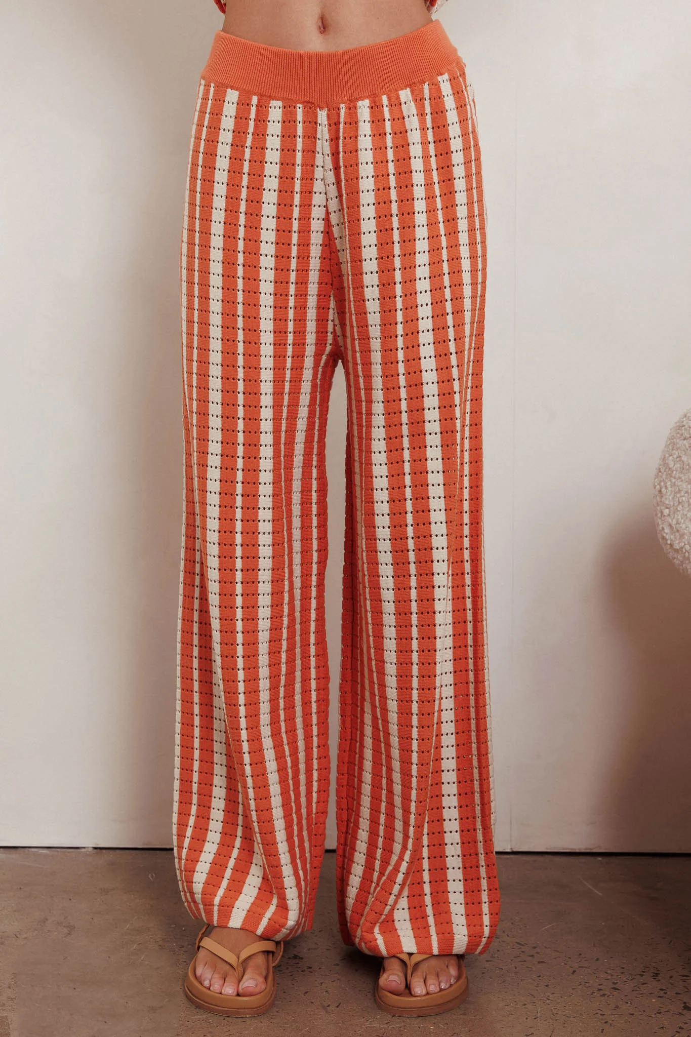 Influence Knit Straight Leg Pants Orange - Sonourner